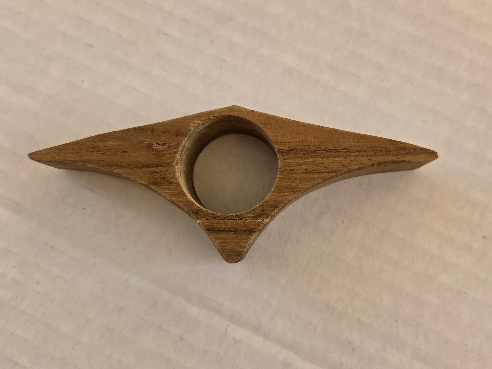 Curved Triangle thumb book holder in teak, second view
