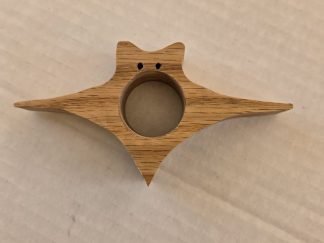 Winged Cat thumb book holder in oak, handmade by Gilbert