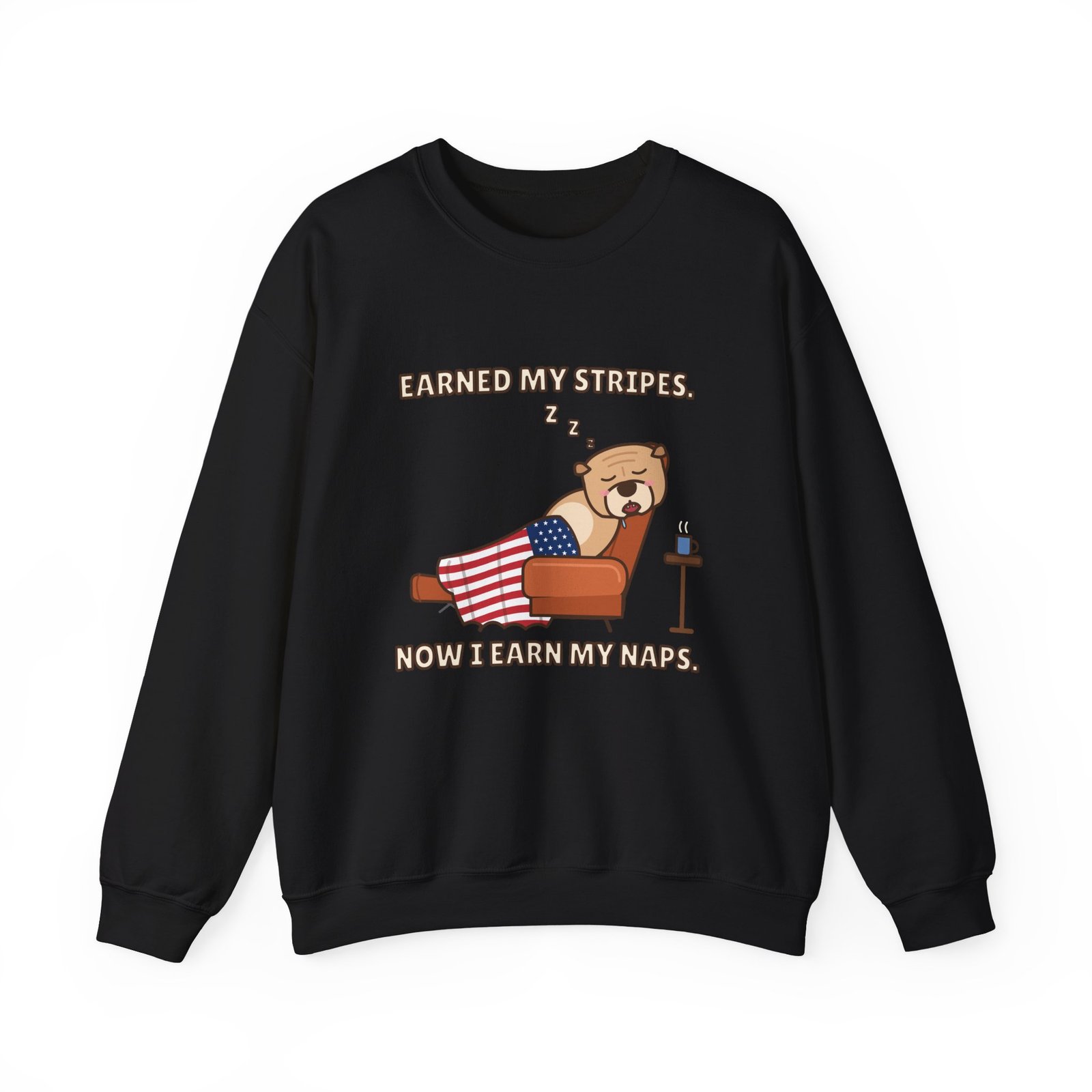 Earned My Stripes. Now I Earn My Naps. Crewneck Sweatshirt | Funny Grandpa Nap Gift