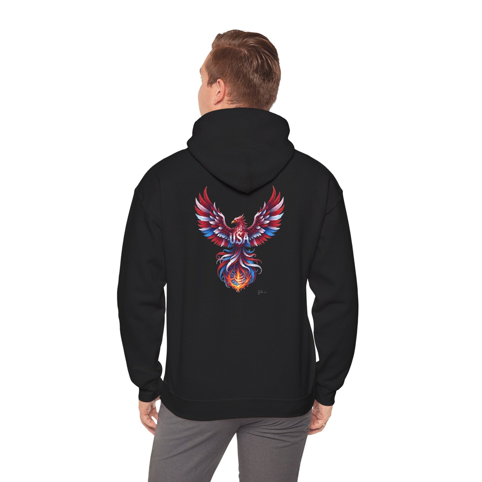 Patriotic Eagle American Flag Colors USA Unisex Hoodie - Image 6