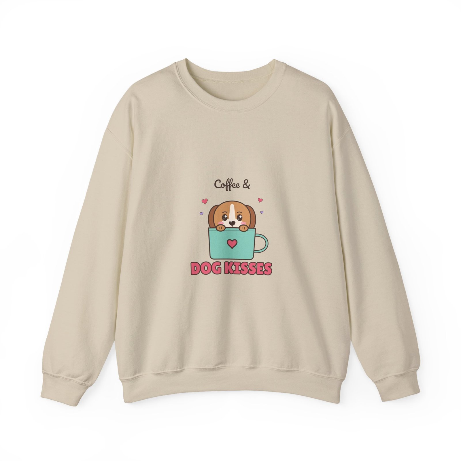 Coffee & Dog Kisses Crewneck Sweatshirt | Cute Dog Mom Gift for Coffee Lovers