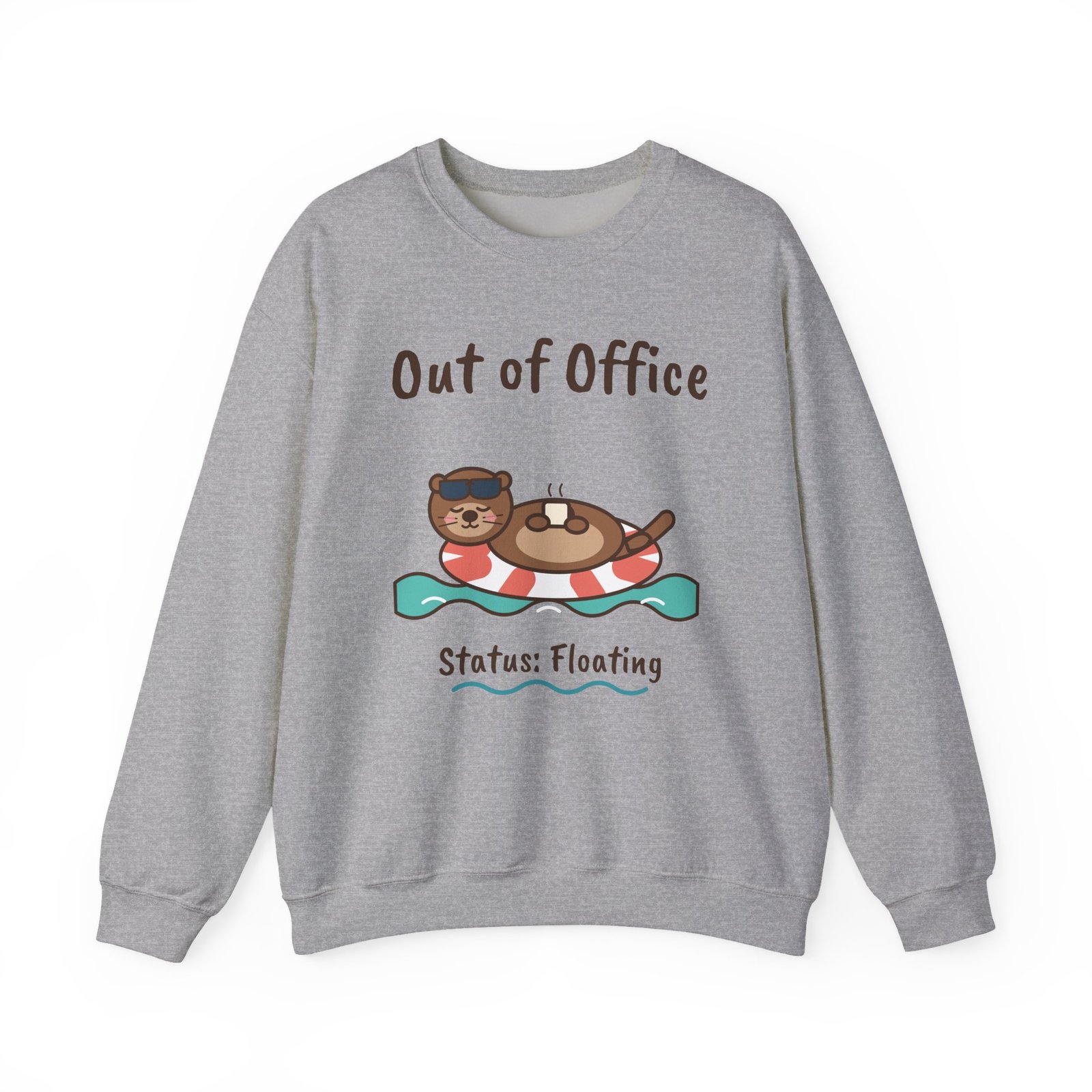 Out of Office: Floating Crewneck Sweatshirt | Funny Otter Vacation Gift - Image 7