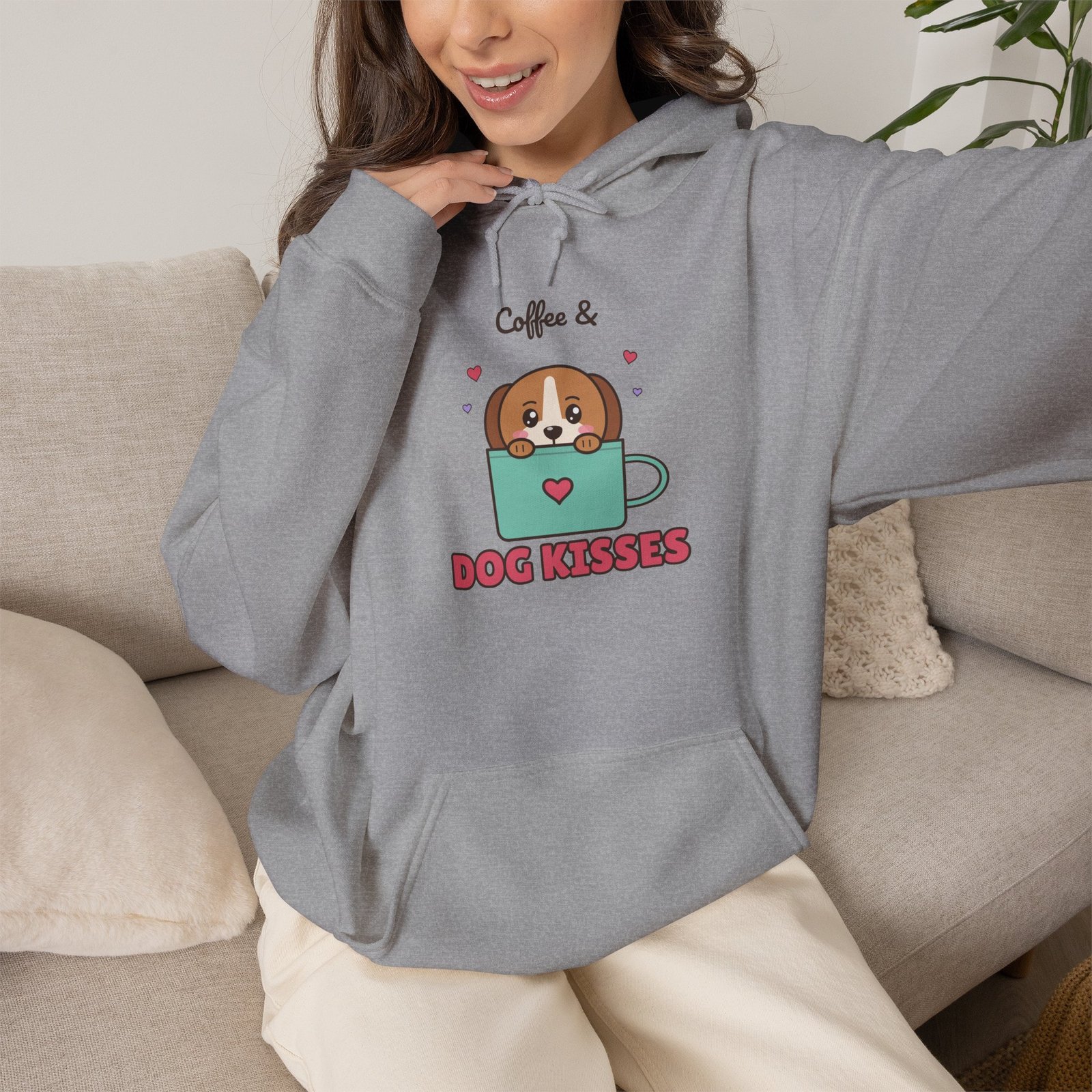 Coffee & Dog Kisses Unisex Hoodie | Cute Dog Mom Gift for Coffee Lovers - Image 8