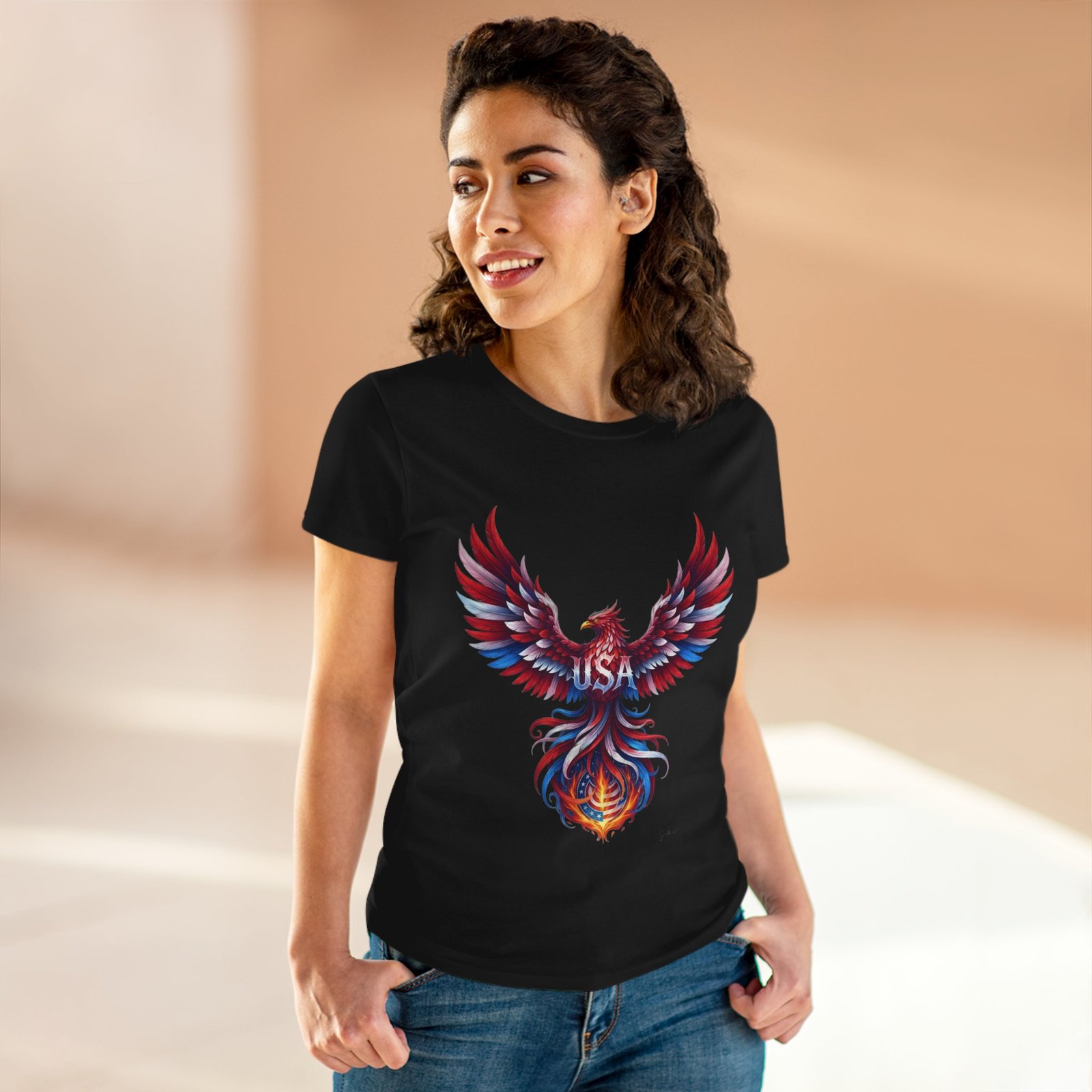 Patriotic Eagle American Flag Colors USA Women's Tee Shirt - Image 12