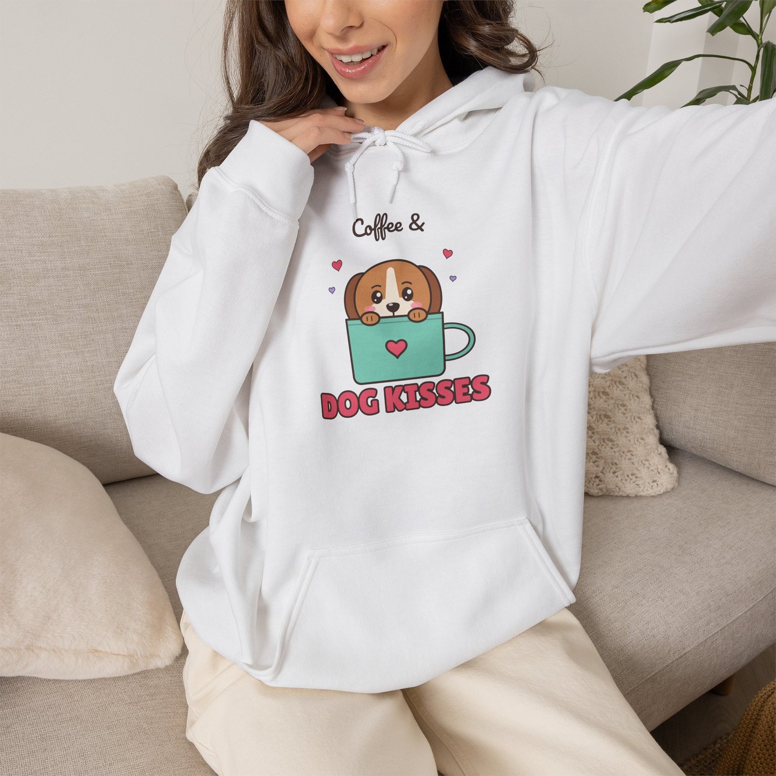 Coffee & Dog Kisses Unisex Hoodie | Cute Dog Mom Gift for Coffee Lovers - Image 2