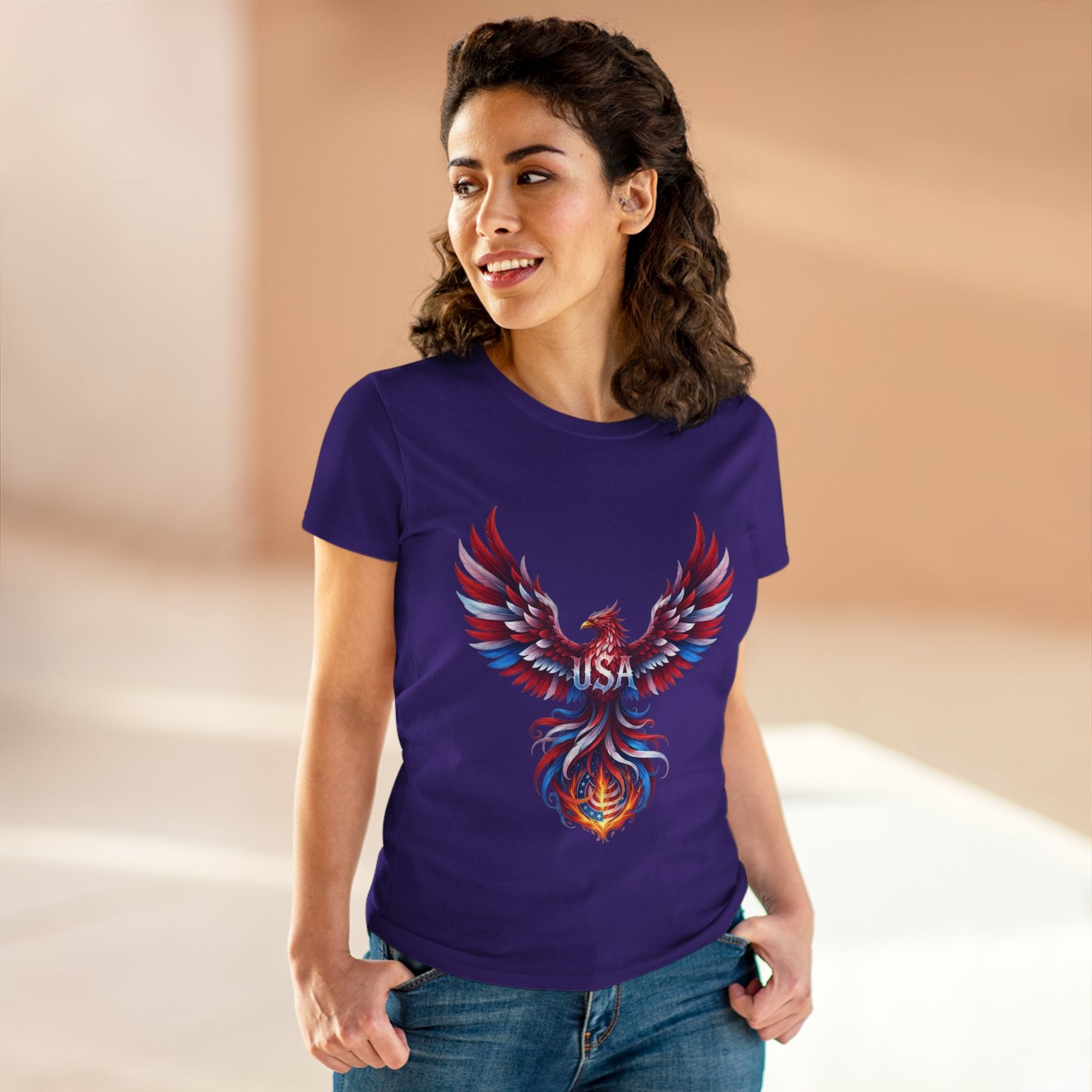 Patriotic Eagle American Flag Colors USA Women's Tee Shirt - Image 16