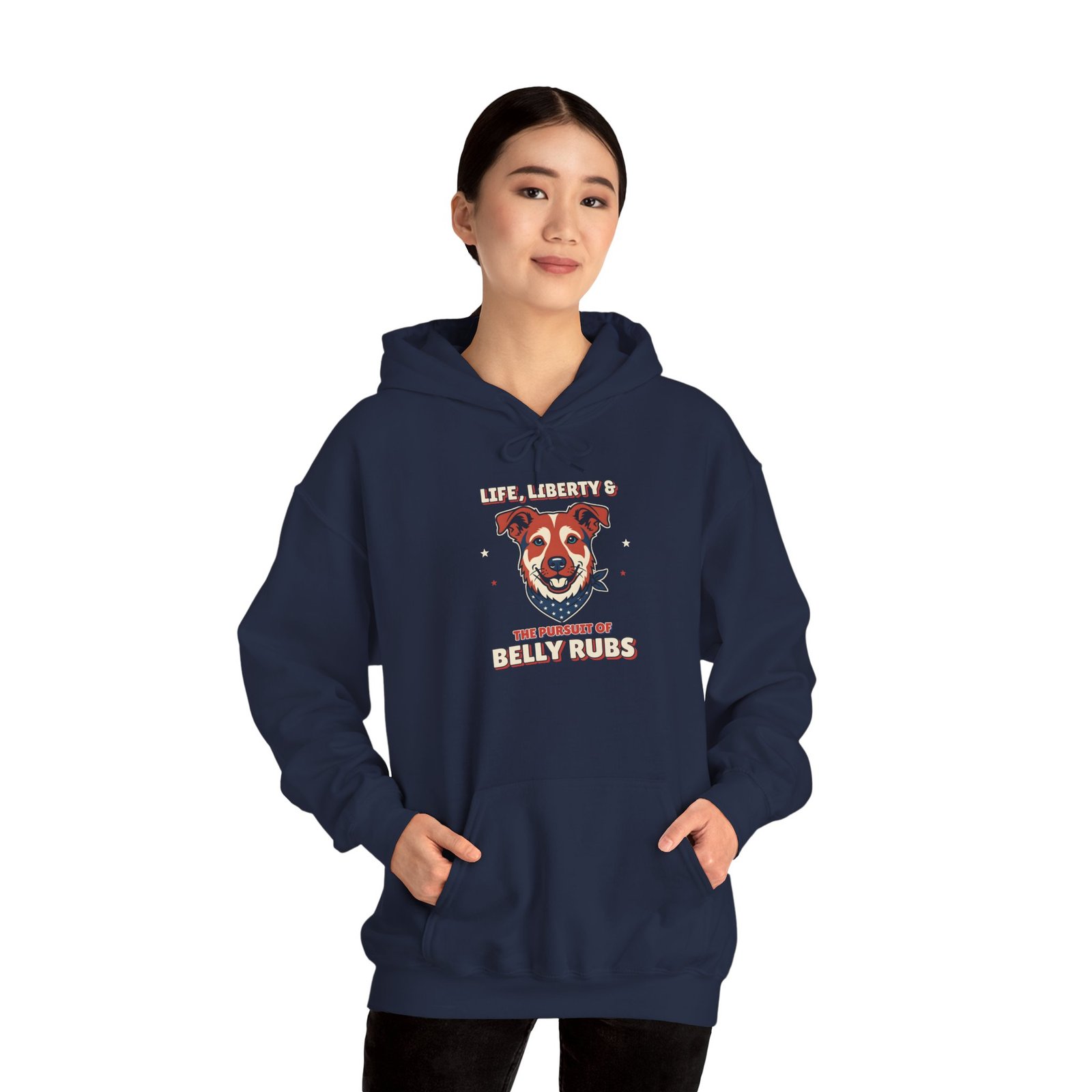 Life, Liberty & the Pursuit of Belly Rubs Unisex Hoodie | Patriotic Dog Lover Gift - Image 6