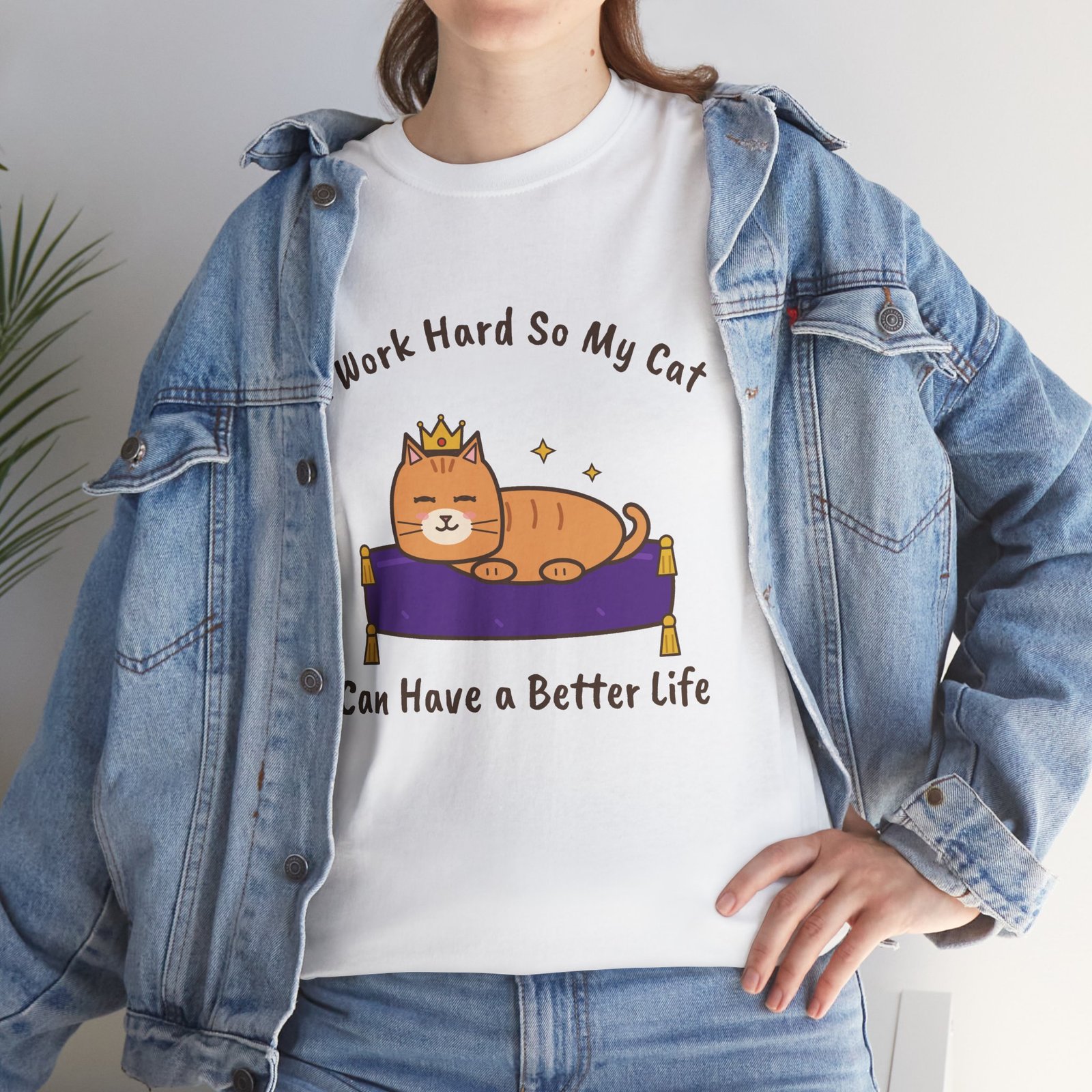I Work Hard So My Cat Can Have a Better Life Unisex T-Shirt | Funny Cat Owner Gift - Image 4