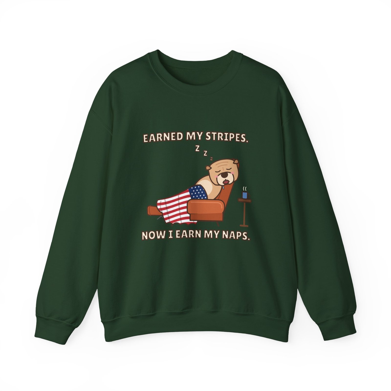 Earned My Stripes. Now I Earn My Naps. Crewneck Sweatshirt | Funny Grandpa Nap Gift - Image 5