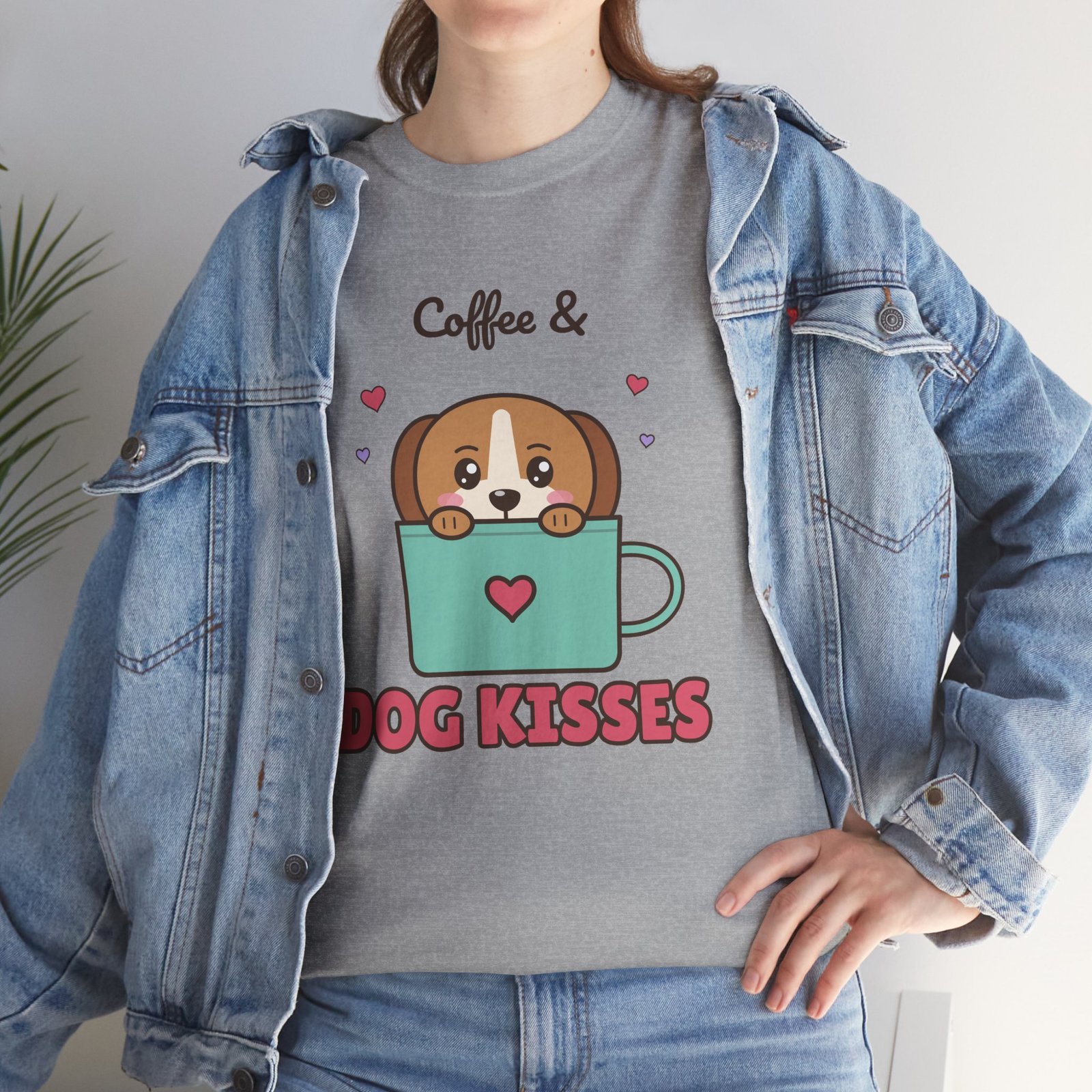 Coffee & Dog Kisses Unisex T-Shirt | Cute Dog Mom Gift for Coffee Lovers - Image 6