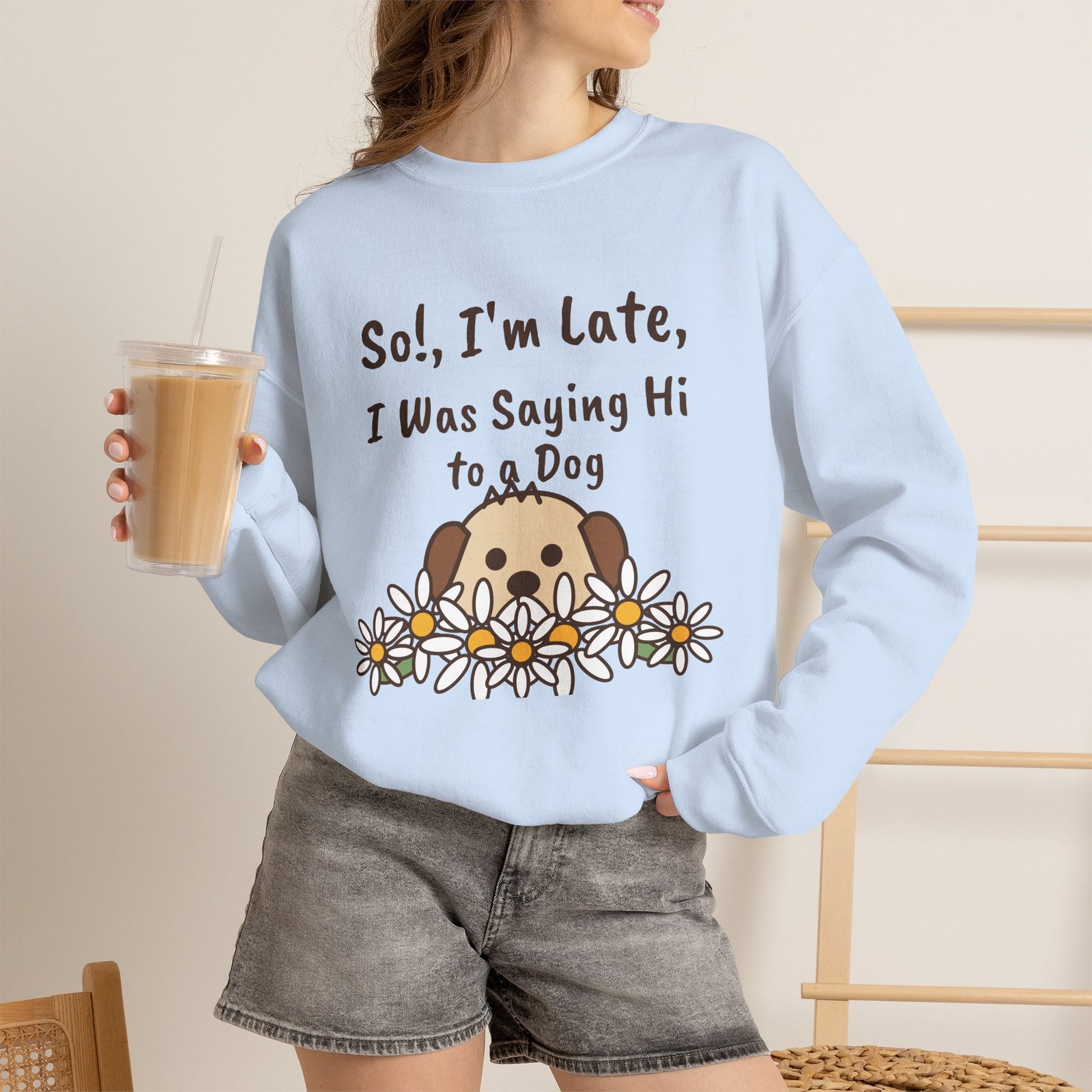 So!, I'm Late Crewneck Sweatshirt | Funny Dog Lover Gift - Image 10