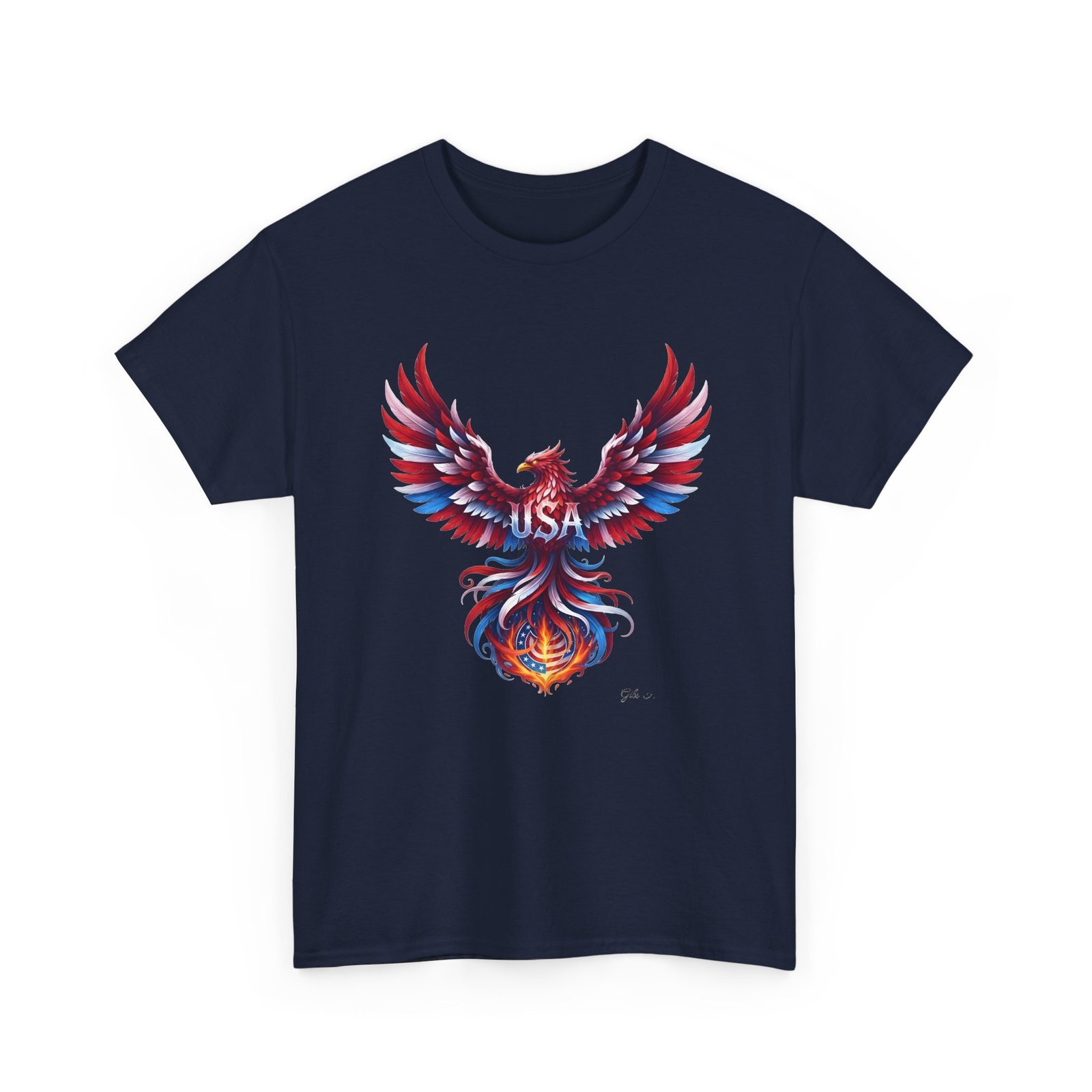 Patriotic Eagle American Flag Colors USA Unisex T-Shirt - Image 9