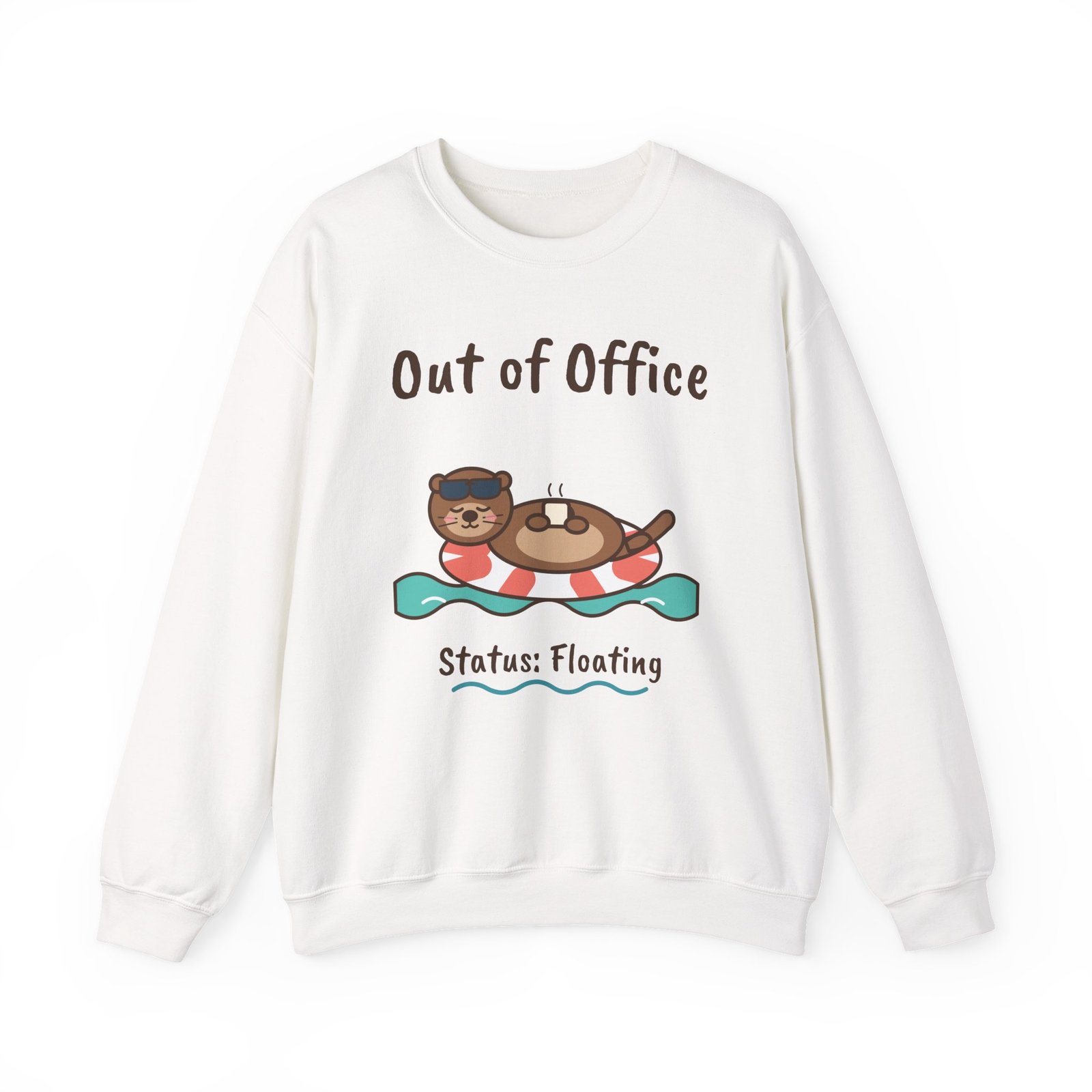 Out of Office: Floating Crewneck Sweatshirt | Funny Otter Vacation Gift - Image 3
