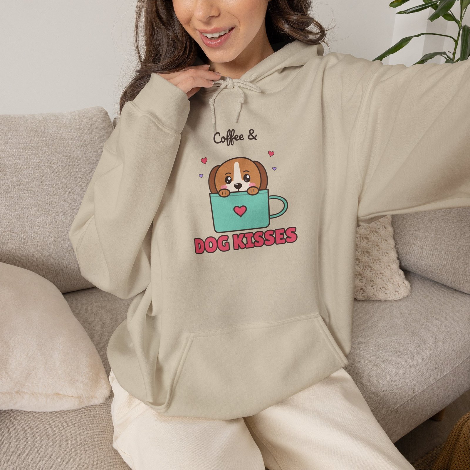 Coffee & Dog Kisses Unisex Hoodie | Cute Dog Mom Gift for Coffee Lovers - Image 5