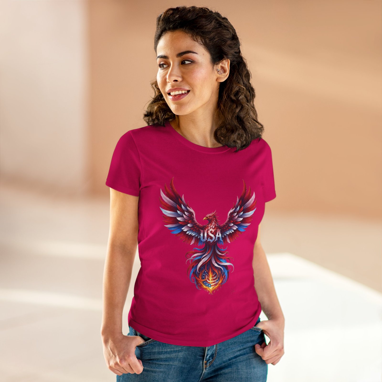 Patriotic Eagle American Flag Colors USA Women's Tee Shirt - Image 24