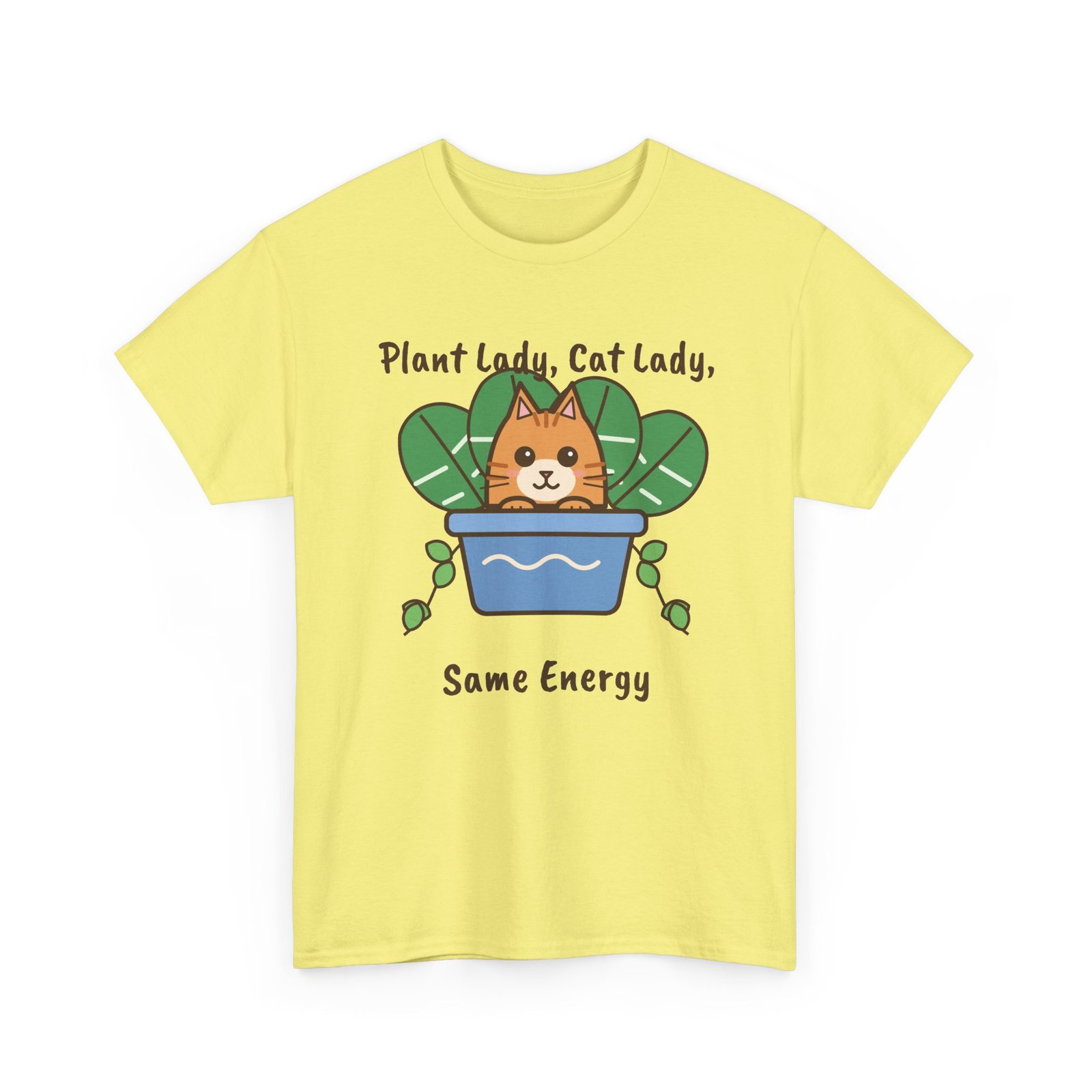Plant Lady, Cat Lady, Same Energy Unisex T-Shirt | Cute Cat and Houseplant Gift - Image 7