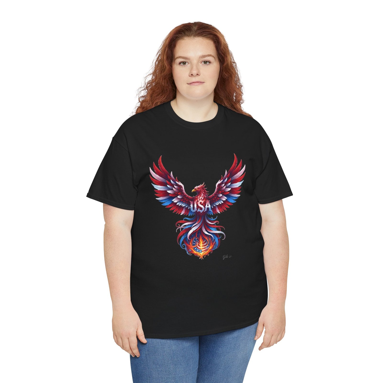 Patriotic Eagle American Flag Colors USA Unisex T-Shirt - Image 6