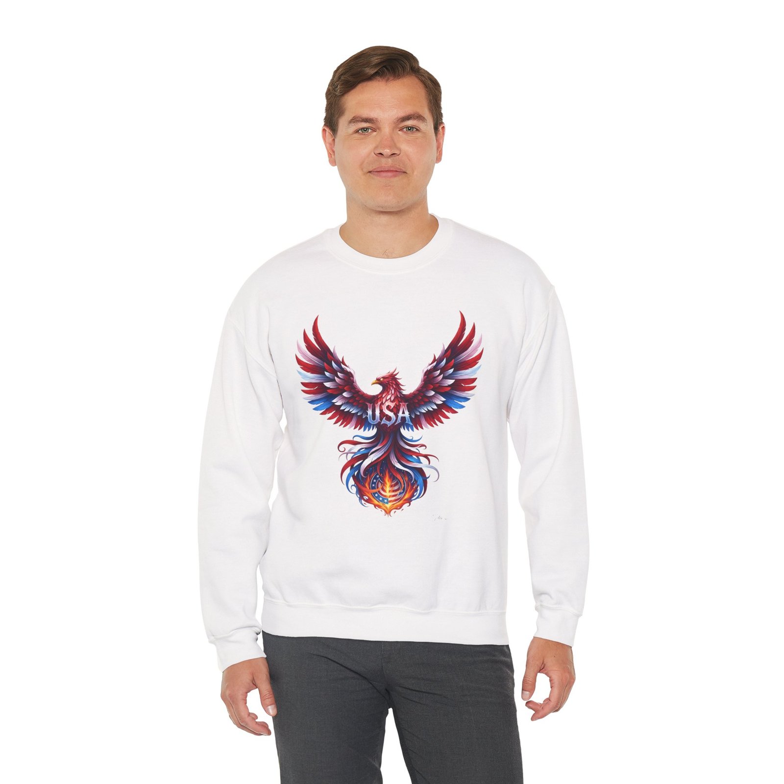Patriotic Eagle American Flag Colors USA Crewneck Sweatshirt