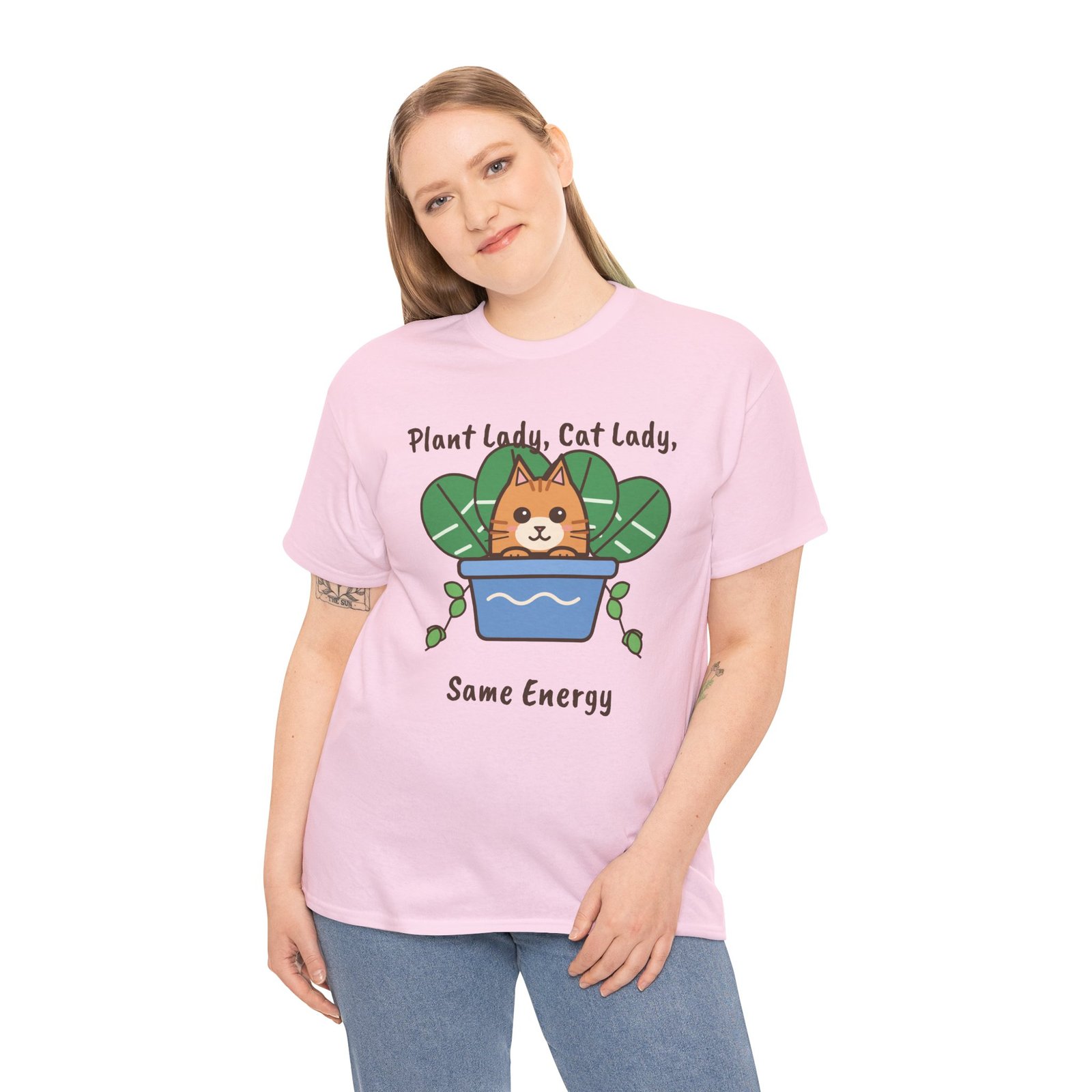 Plant Lady, Cat Lady, Same Energy Unisex T-Shirt | Cute Cat and Houseplant Gift - Image 12