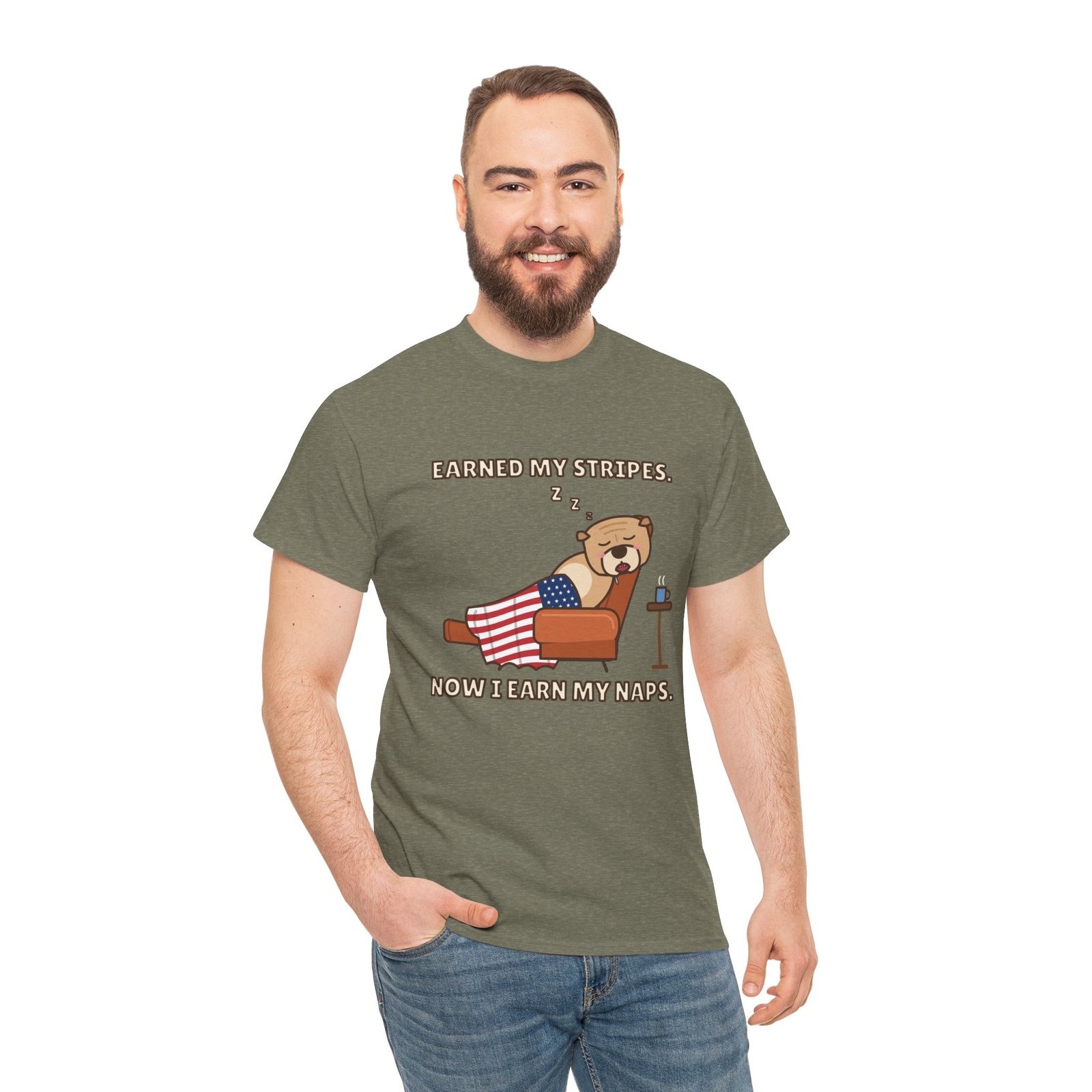 Earned My Stripes. Now I Earn My Naps. Unisex T-Shirt | Funny Grandpa Nap Gift - Image 6