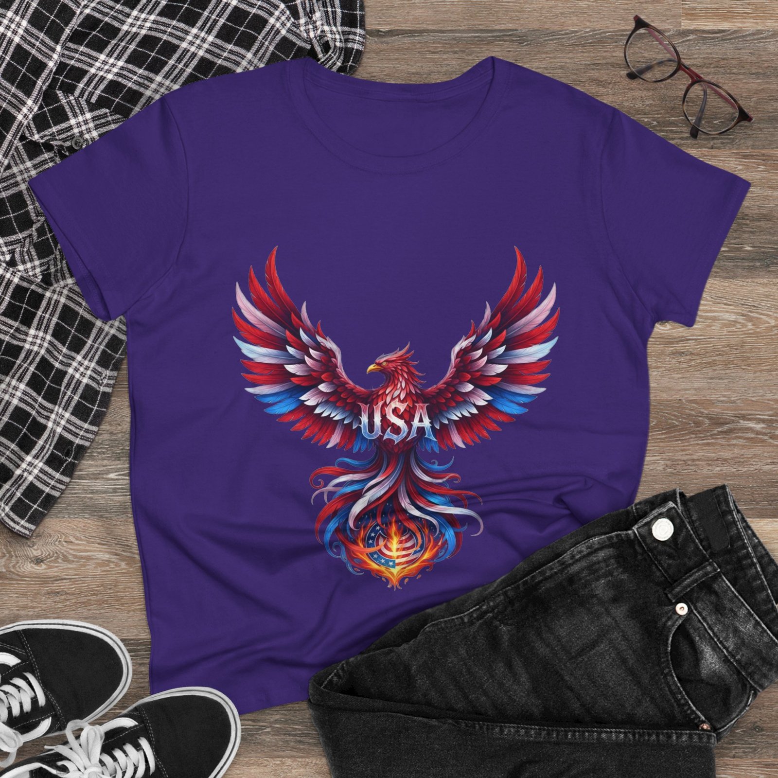 Patriotic Eagle American Flag Colors USA Women's Tee Shirt - Image 15