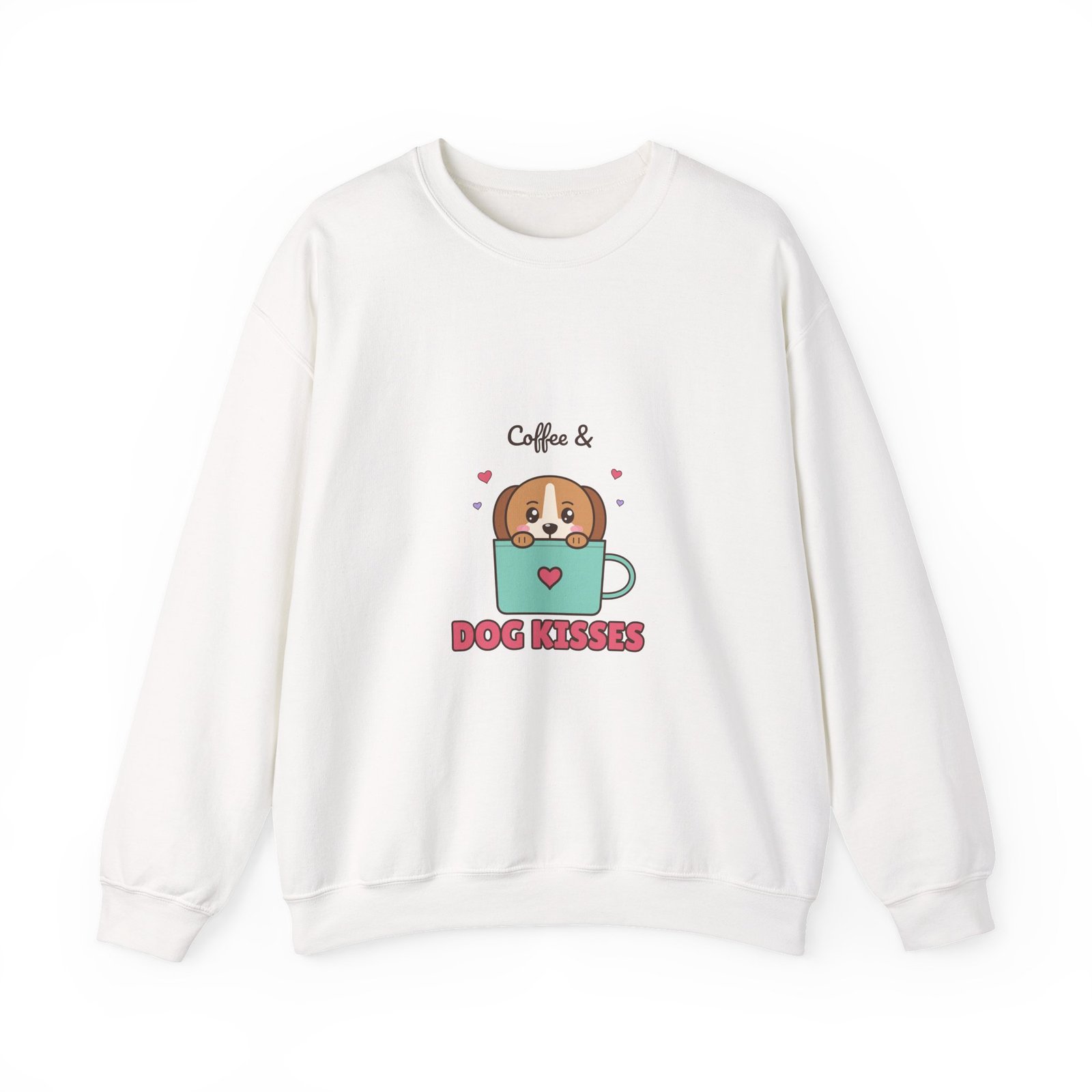Coffee & Dog Kisses Crewneck Sweatshirt | Cute Dog Mom Gift for Coffee Lovers - Image 3