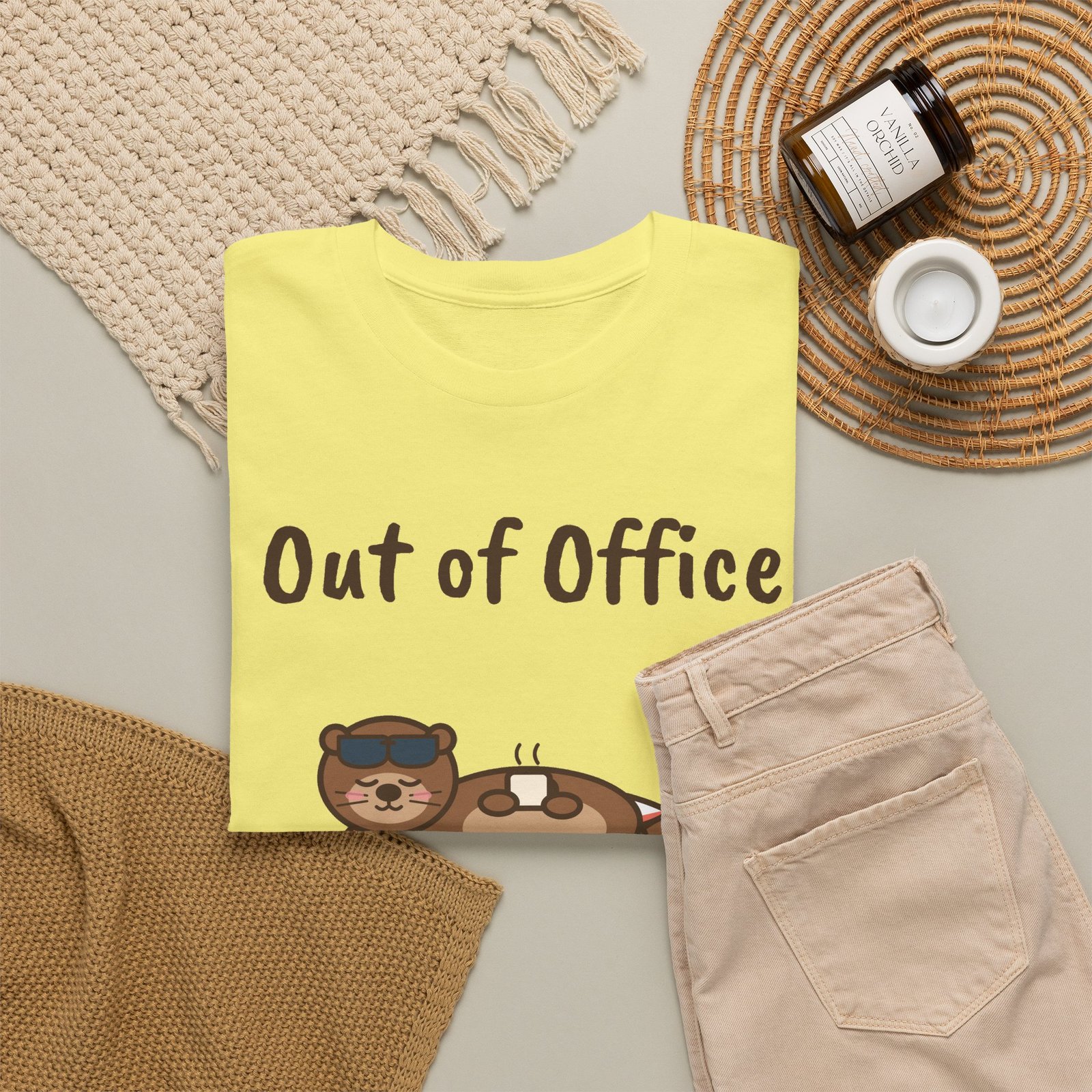 Out of Office: Floating Unisex T-Shirt | Funny Otter Vacation Gift - Image 16
