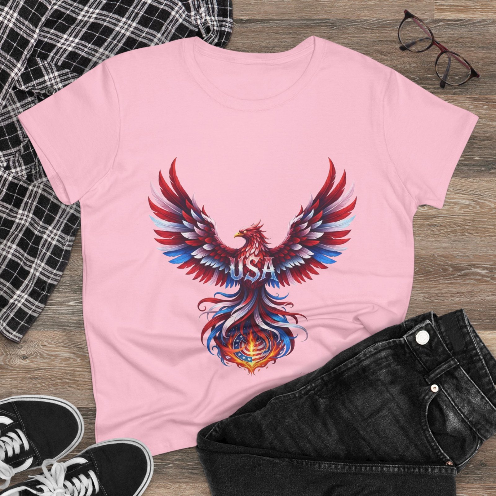 Patriotic Eagle American Flag Colors USA Women's Tee Shirt - Image 19
