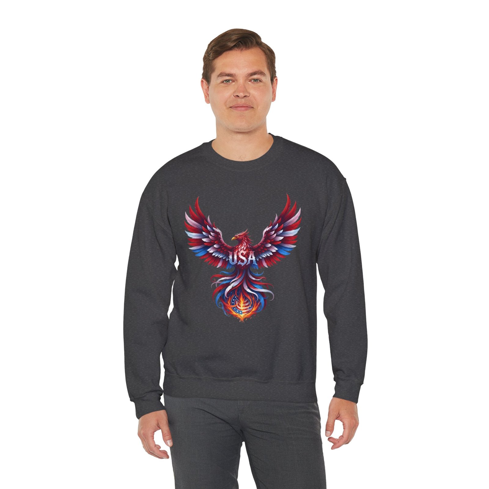 Patriotic Eagle American Flag Colors USA Crewneck Sweatshirt - Image 8