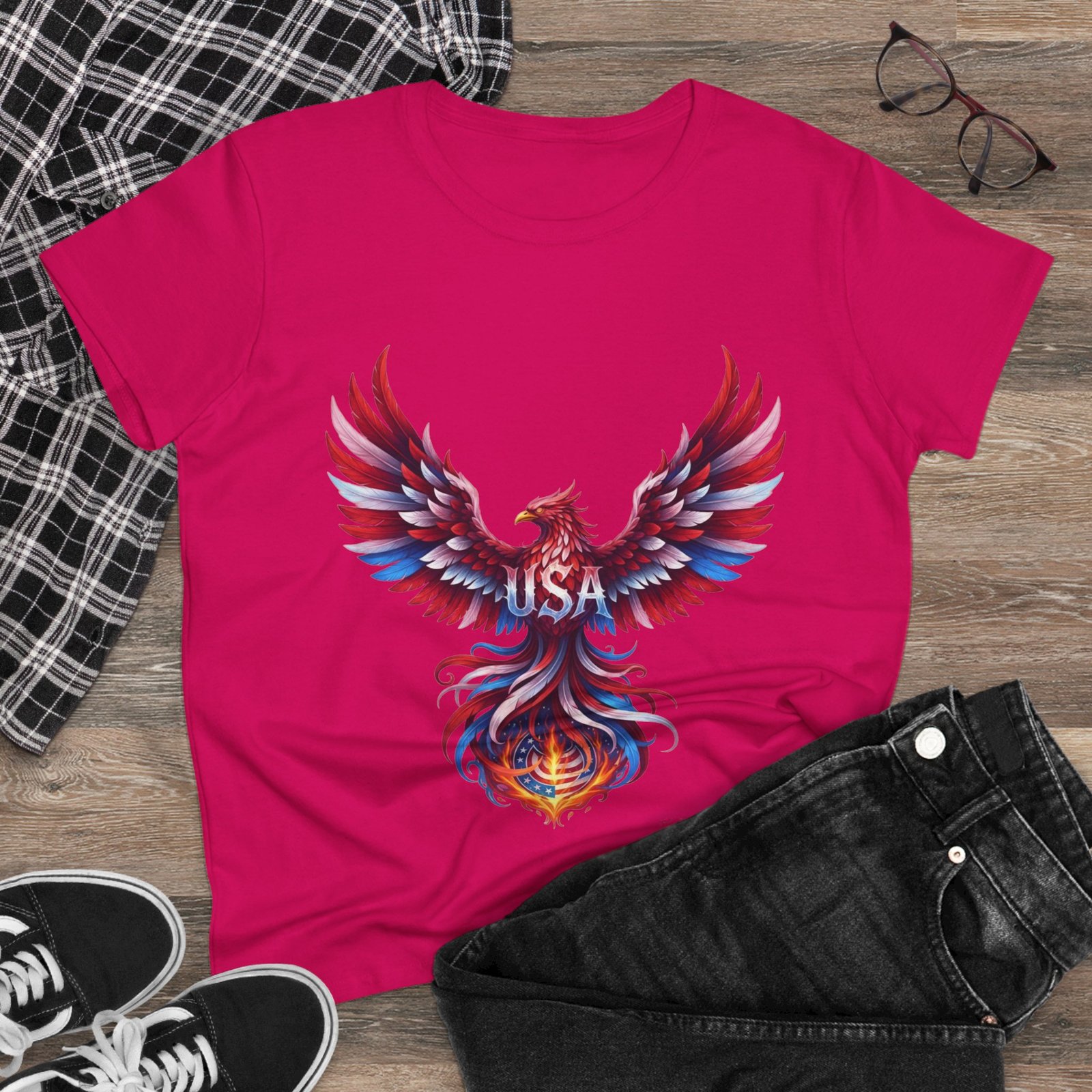 Patriotic Eagle American Flag Colors USA Women's Tee Shirt - Image 23