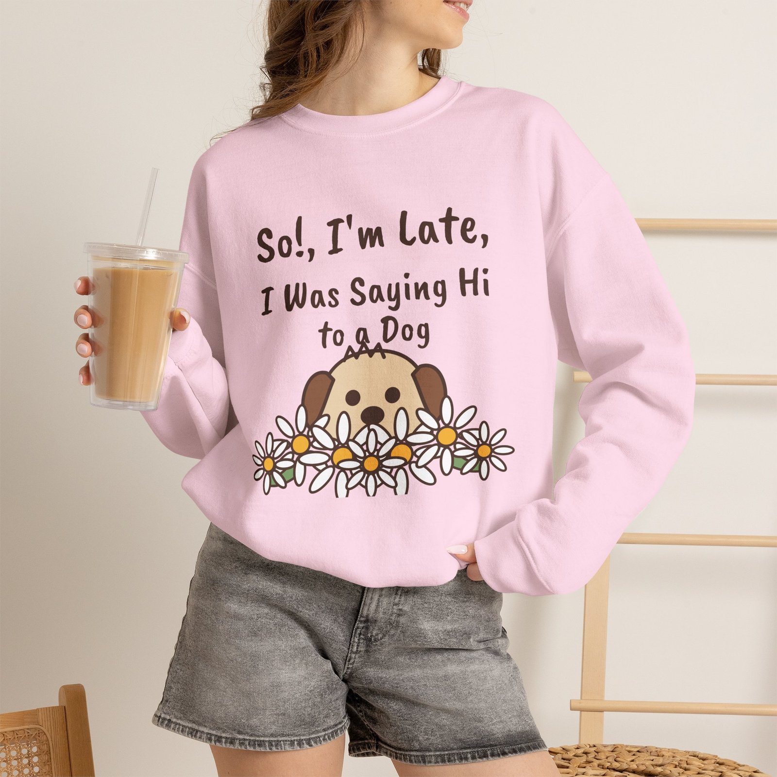 So!, I'm Late Crewneck Sweatshirt | Funny Dog Lover Gift - Image 12