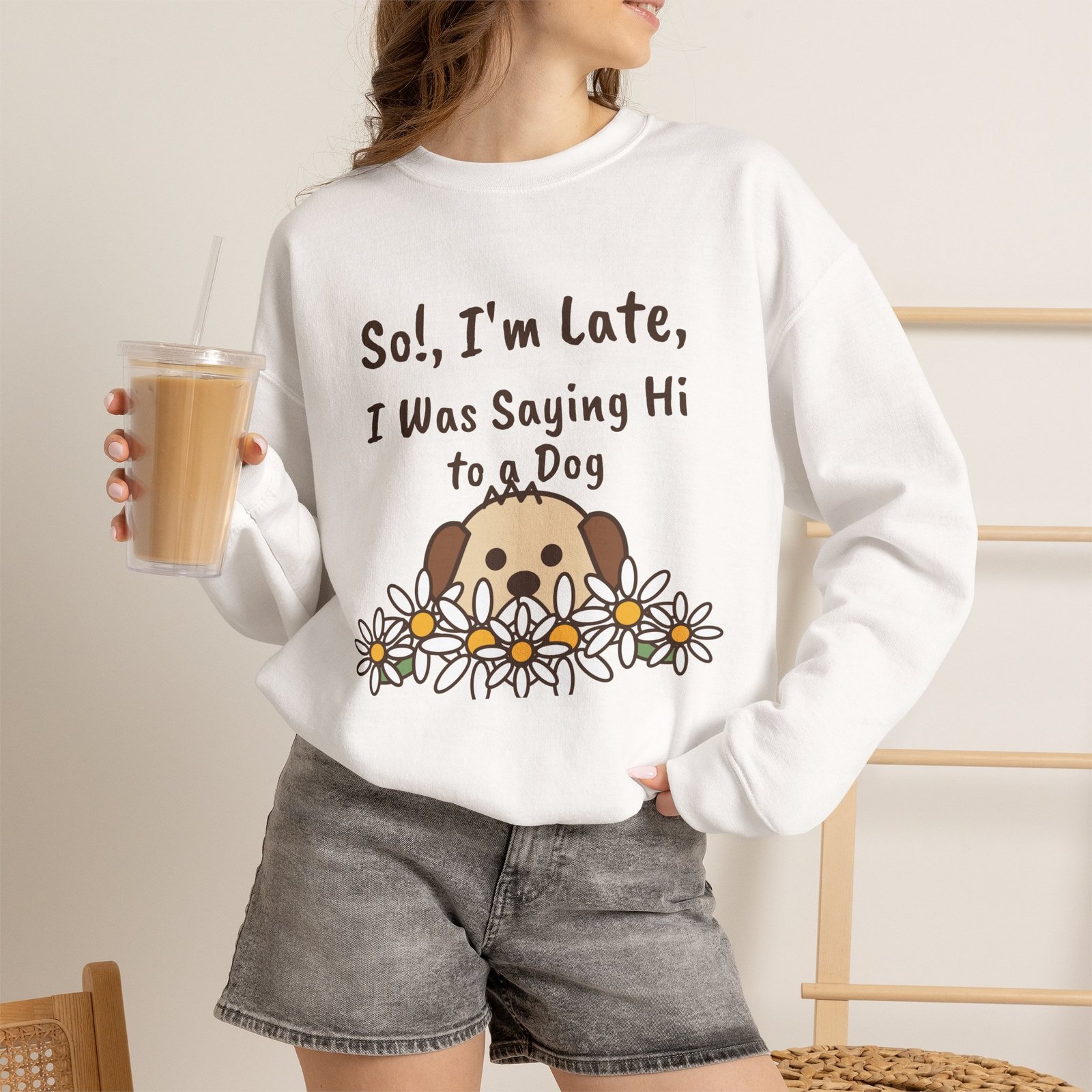 So!, I'm Late Crewneck Sweatshirt | Funny Dog Lover Gift - Image 2
