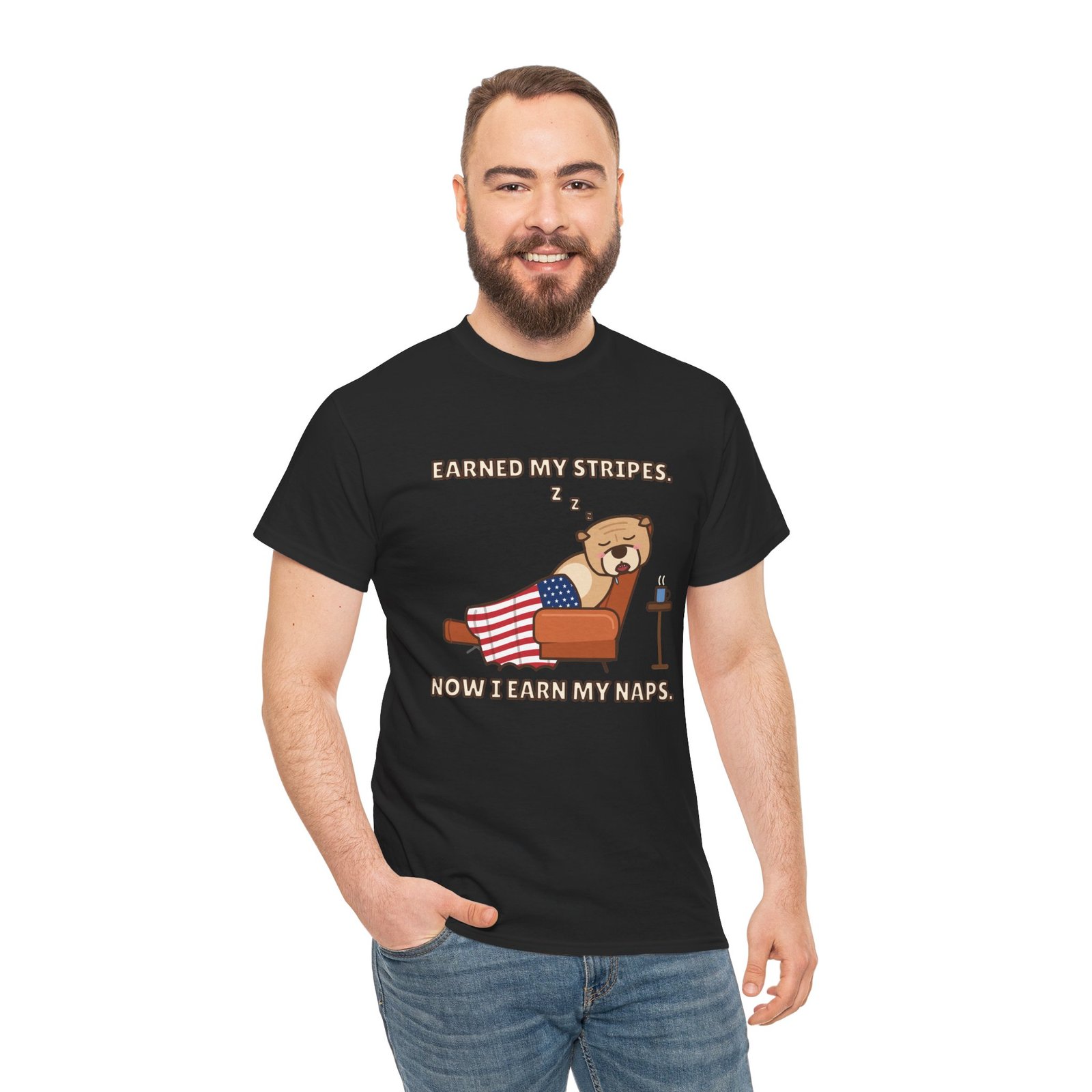 Earned My Stripes. Now I Earn My Naps. Unisex T-Shirt | Funny Grandpa Nap Gift - Image 4