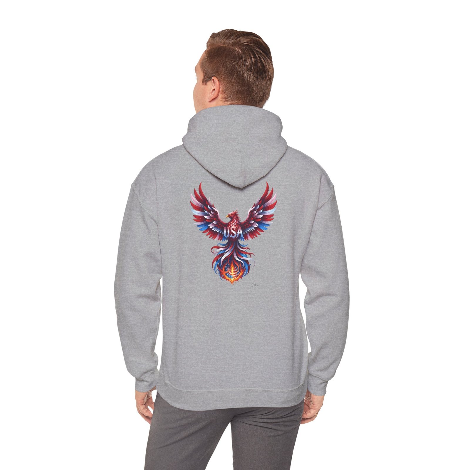 Patriotic Eagle American Flag Colors USA Unisex Hoodie - Image 2