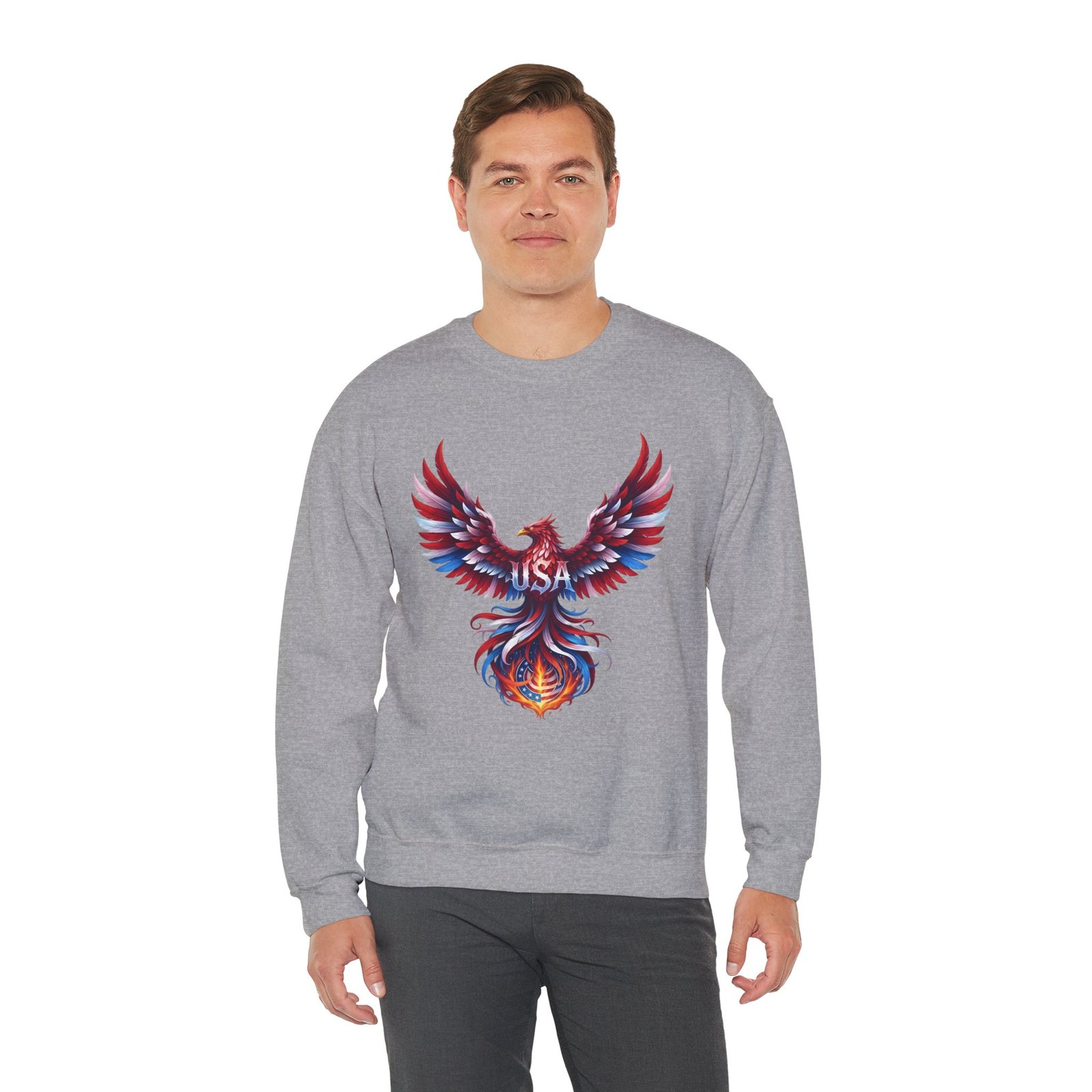 Patriotic Eagle American Flag Colors USA Crewneck Sweatshirt - Image 6