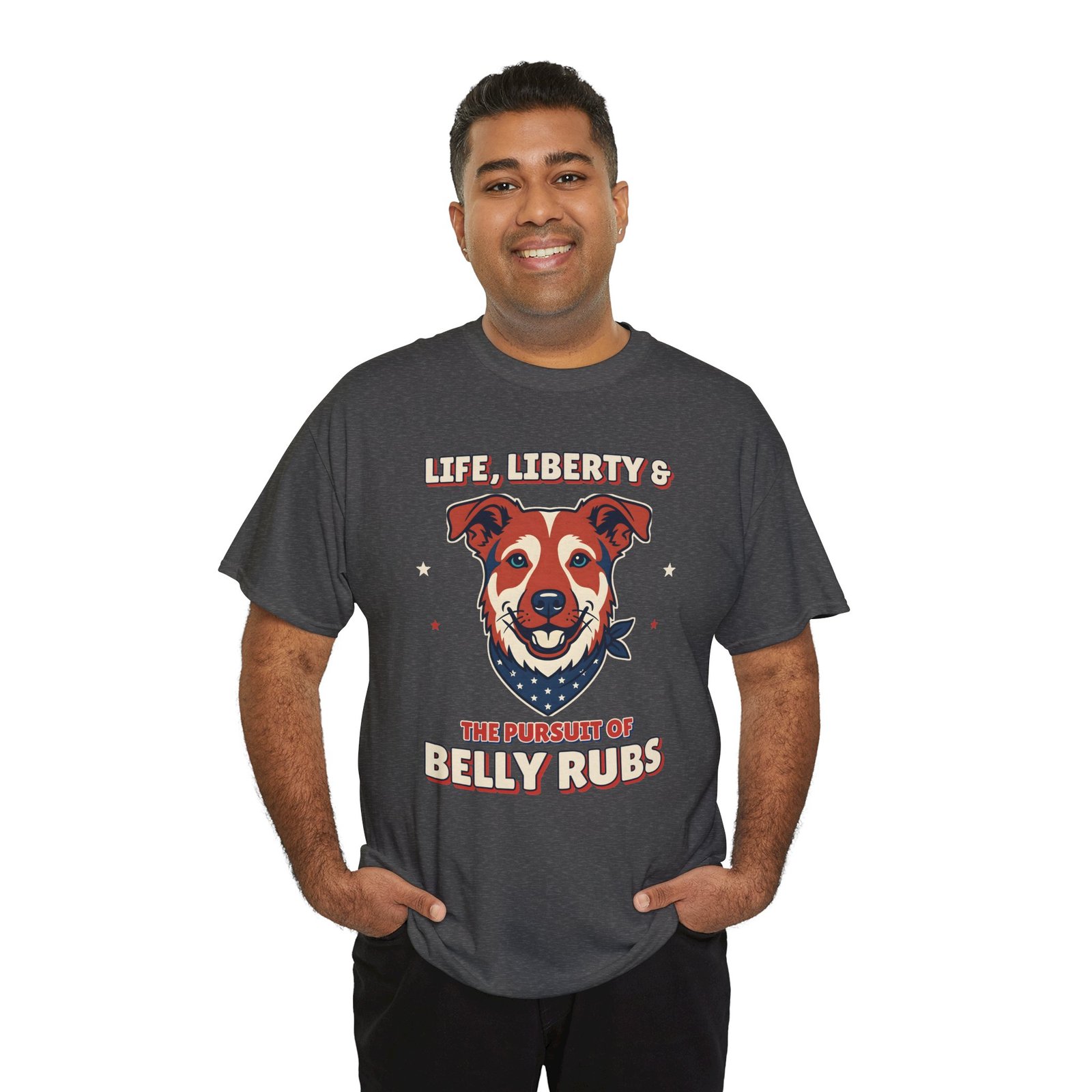 Life, Liberty & the Pursuit of Belly Rubs Unisex T-Shirt | Patriotic Dog Lover Gift - Image 6