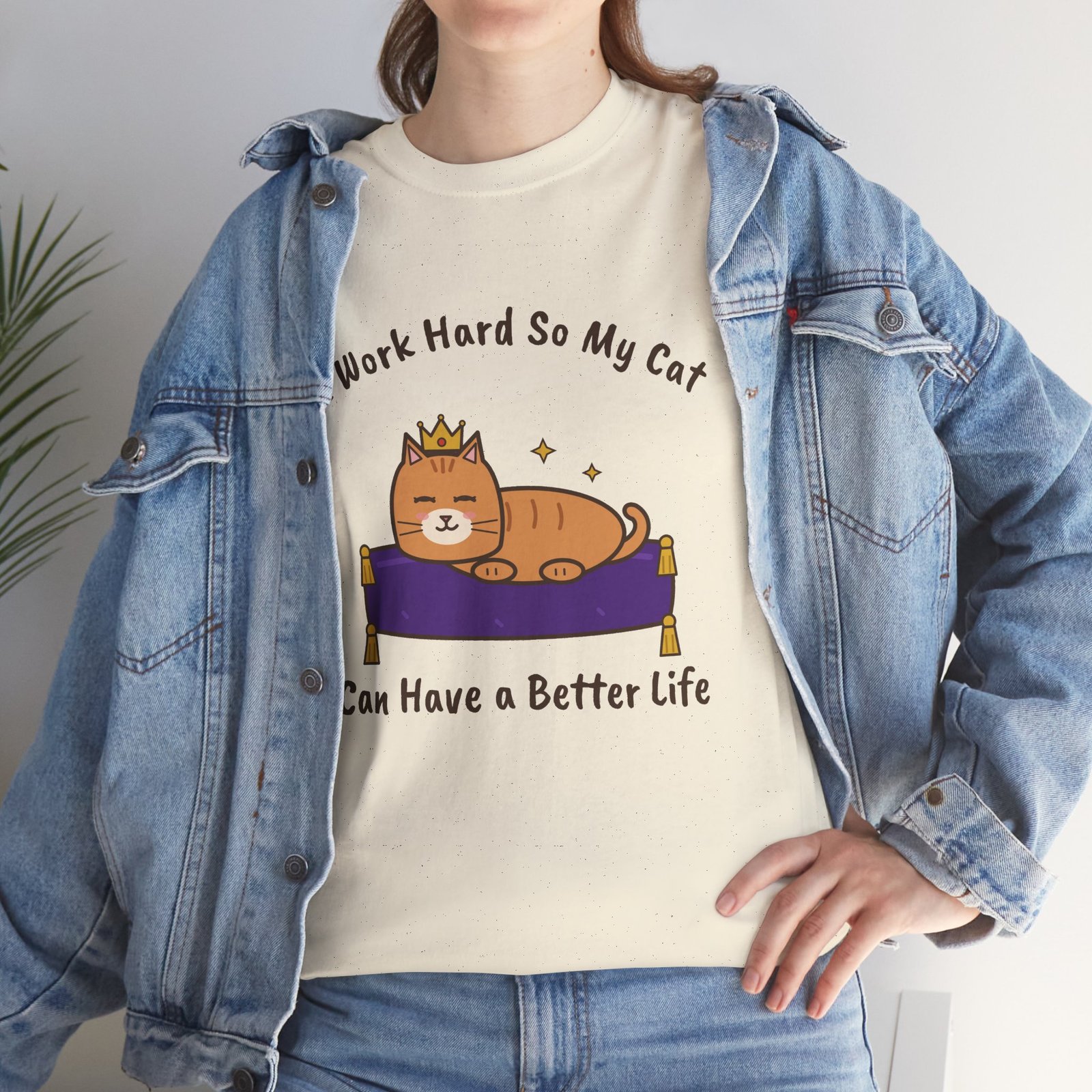 I Work Hard So My Cat Can Have a Better Life Unisex T-Shirt | Funny Cat Owner Gift - Image 8