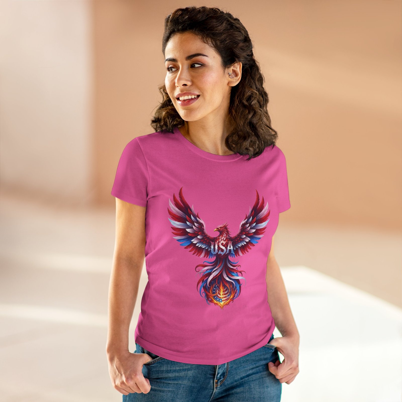 Patriotic Eagle American Flag Colors USA Women's Tee Shirt - Image 4