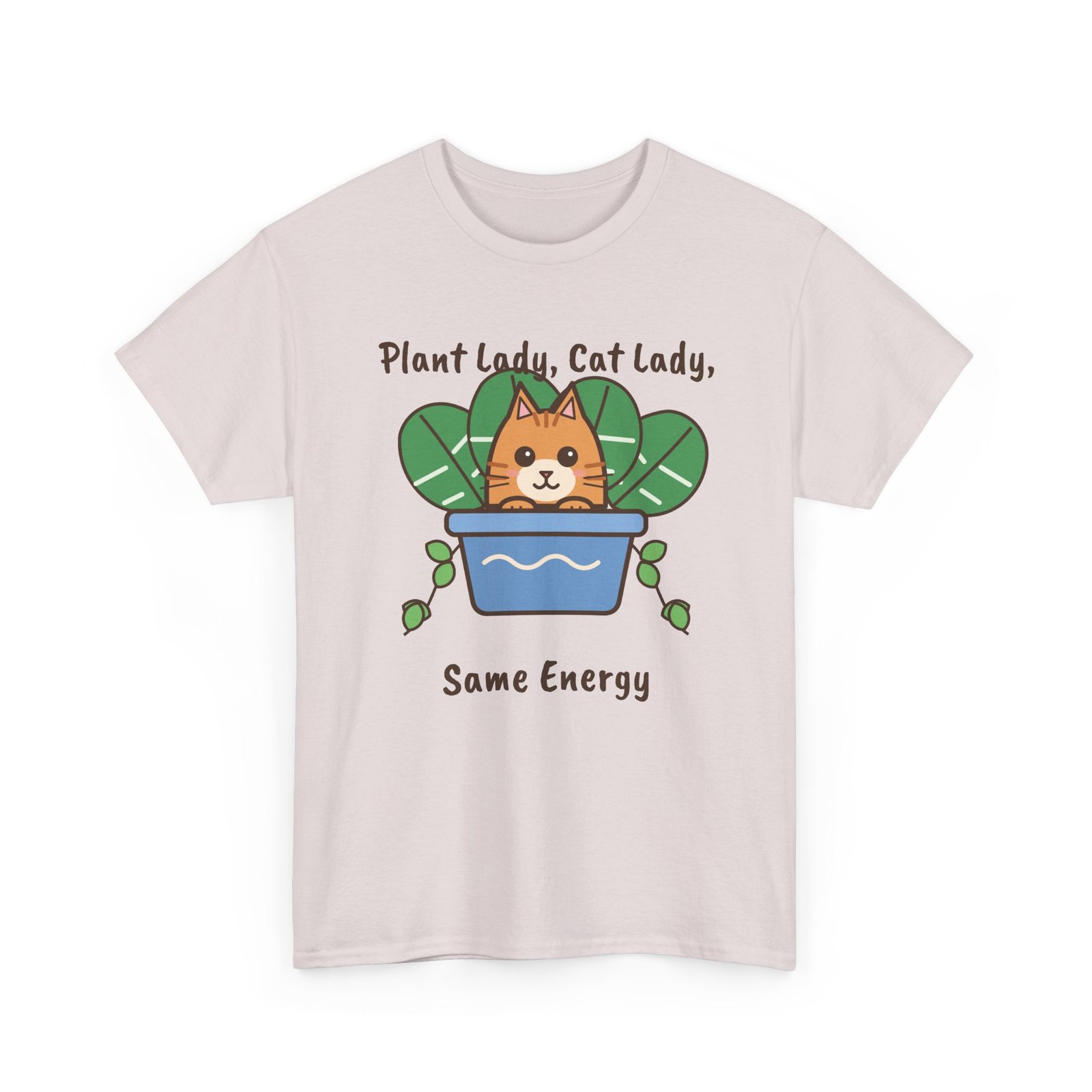 Plant Lady, Cat Lady, Same Energy Unisex T-Shirt | Cute Cat and Houseplant Gift