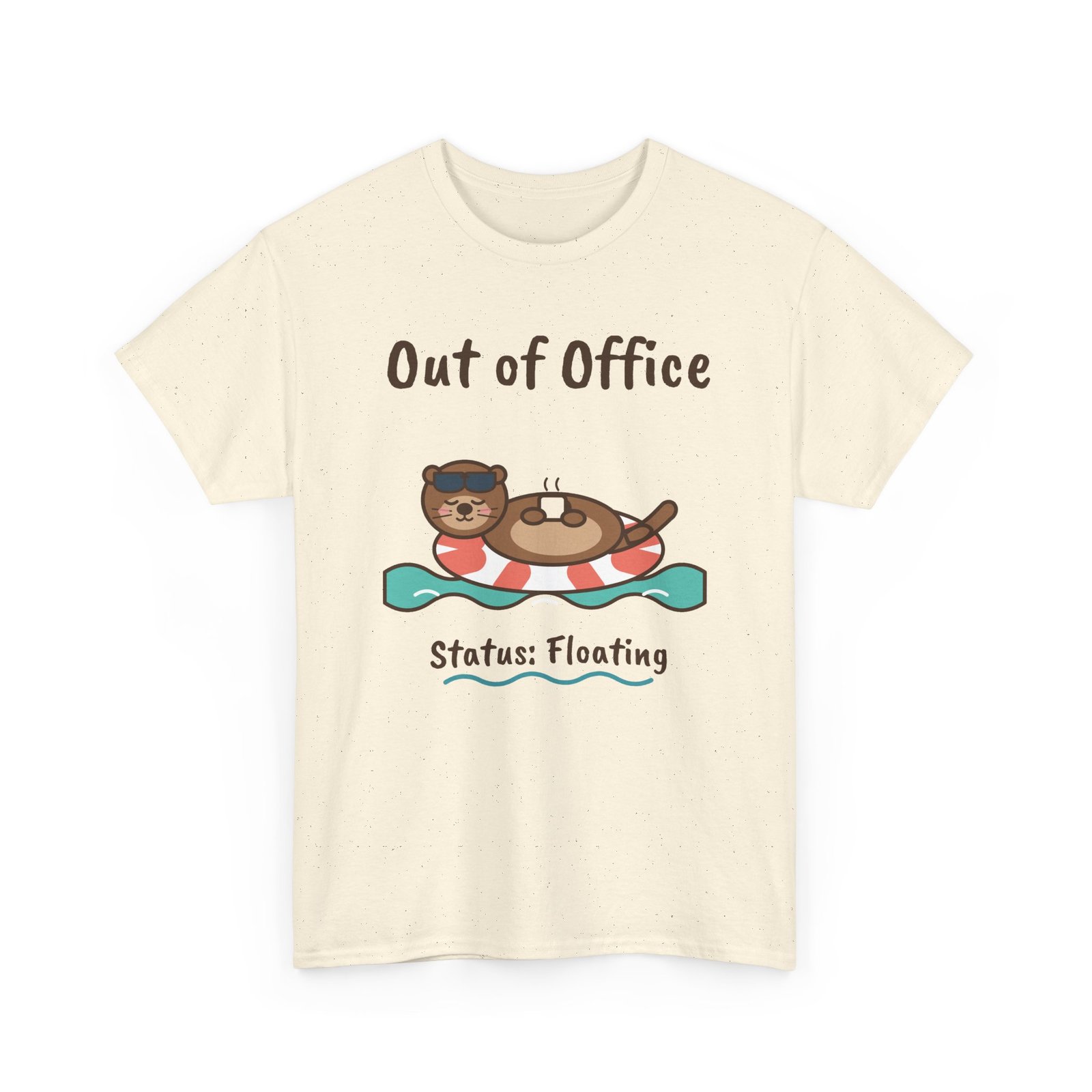 Out of Office: Floating Unisex T-Shirt | Funny Otter Vacation Gift - Image 9
