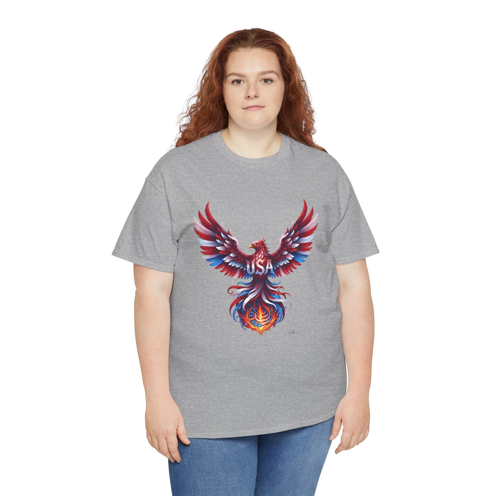 Patriotic Eagle American Flag Colors USA Unisex T-Shirt - Image 2