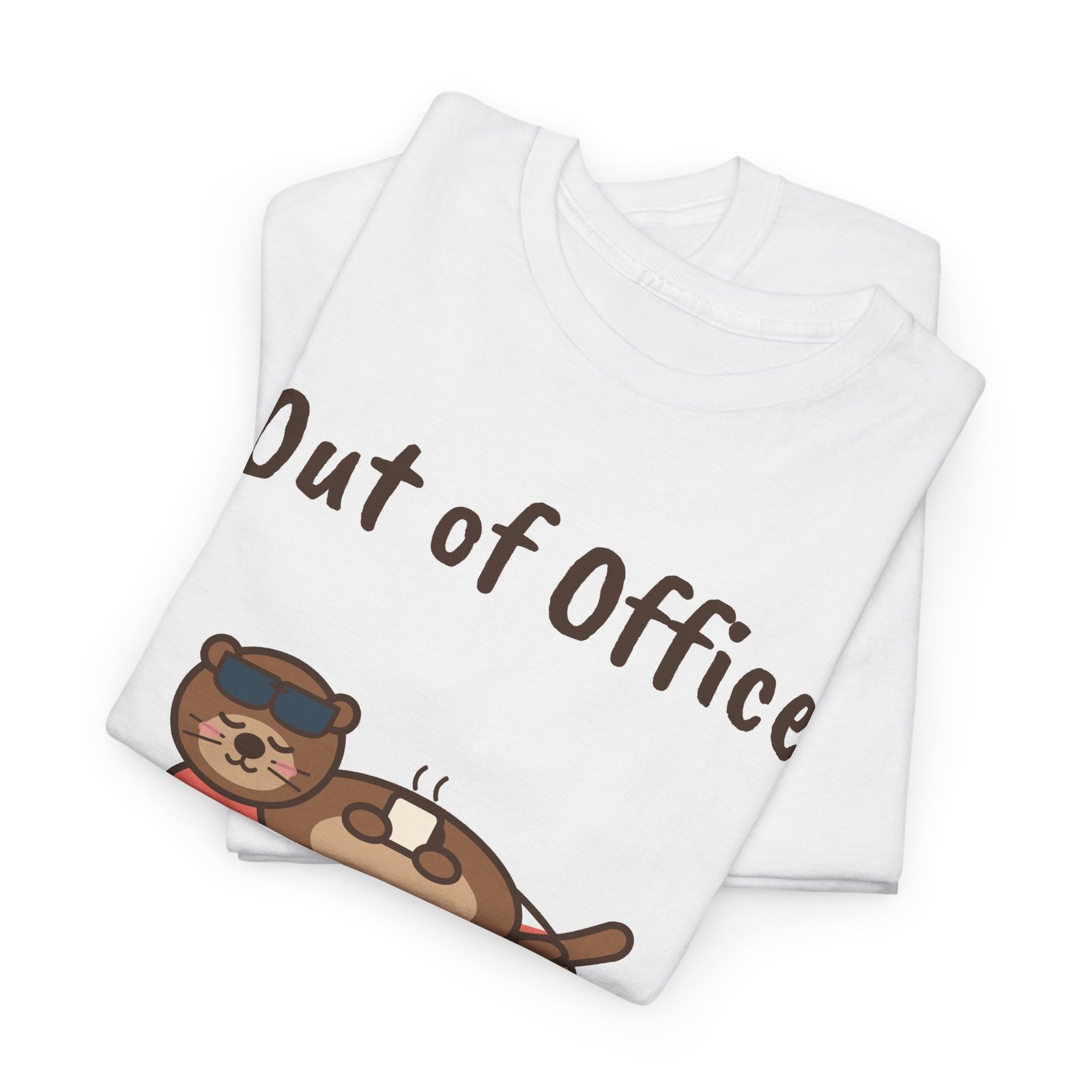 Out of Office: Floating Unisex T-Shirt | Funny Otter Vacation Gift - Image 3