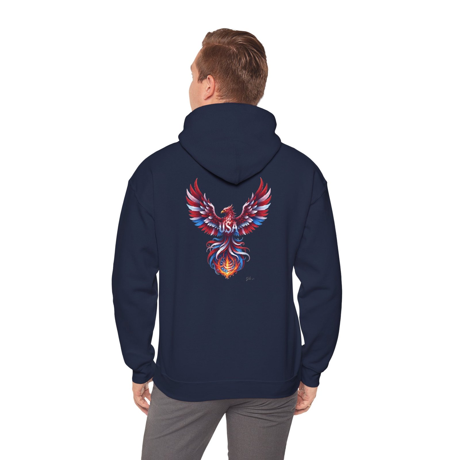 Patriotic Eagle American Flag Colors USA Unisex Hoodie - Image 10