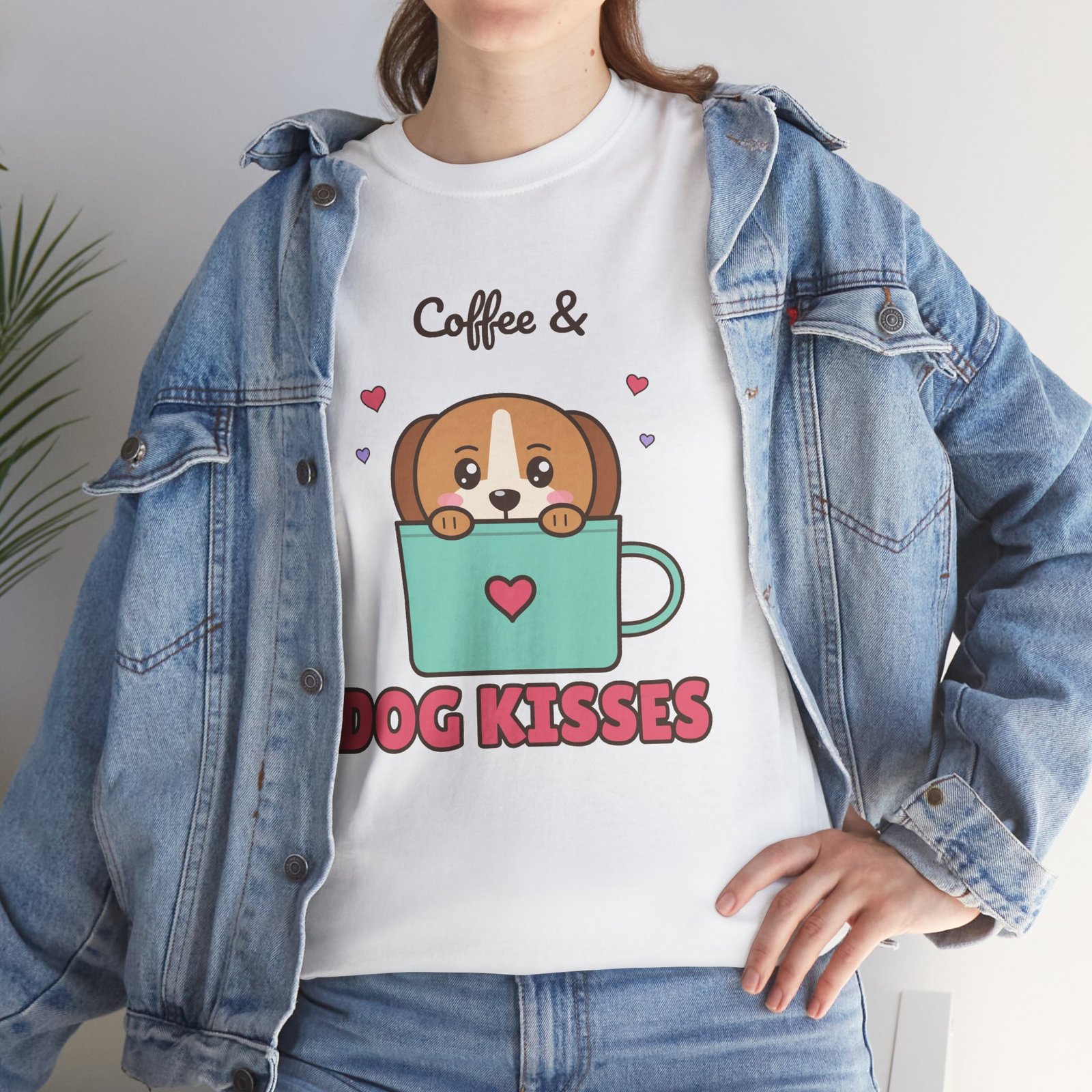 Coffee & Dog Kisses Unisex T-Shirt | Cute Dog Mom Gift for Coffee Lovers - Image 3