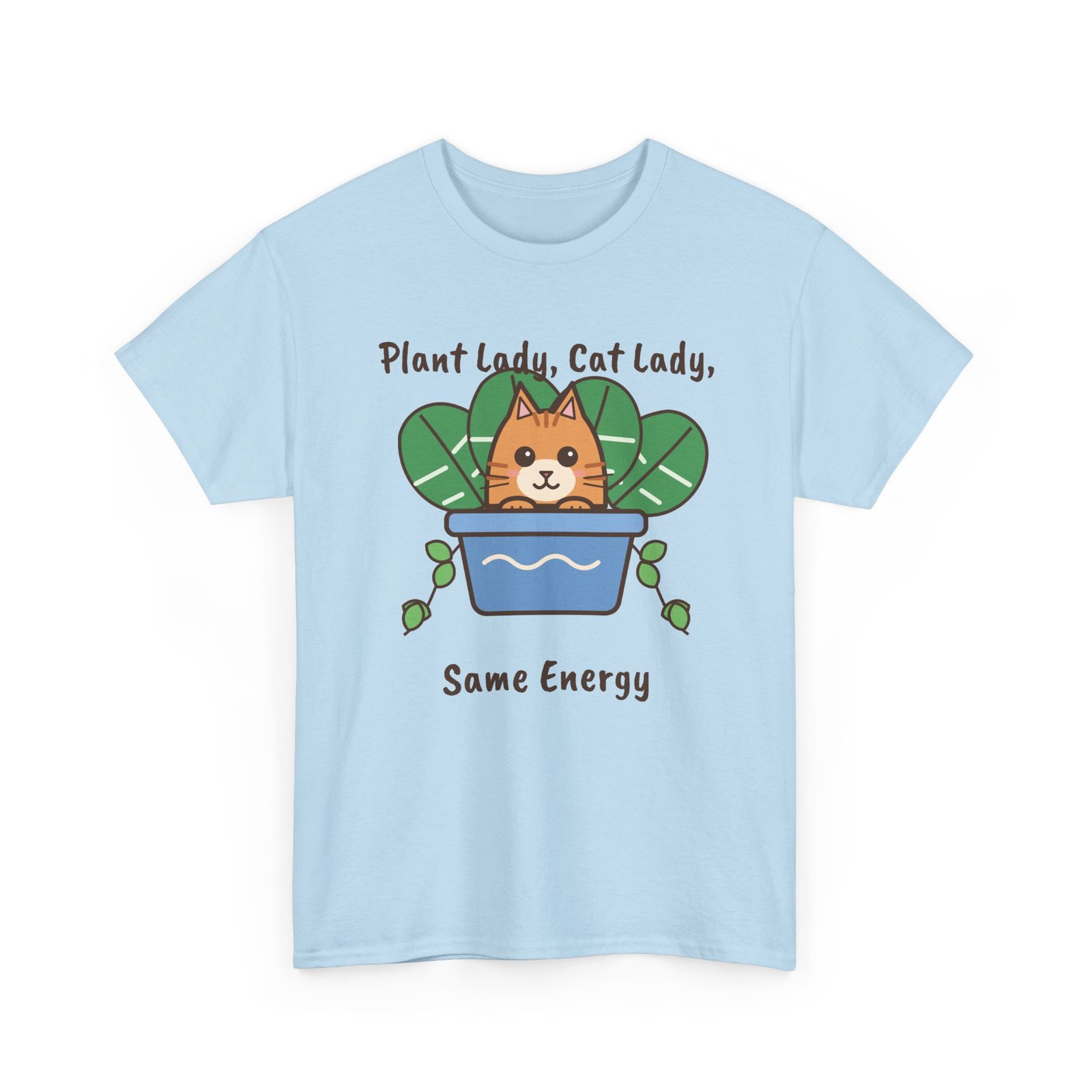 Plant Lady, Cat Lady, Same Energy Unisex T-Shirt | Cute Cat and Houseplant Gift - Image 9