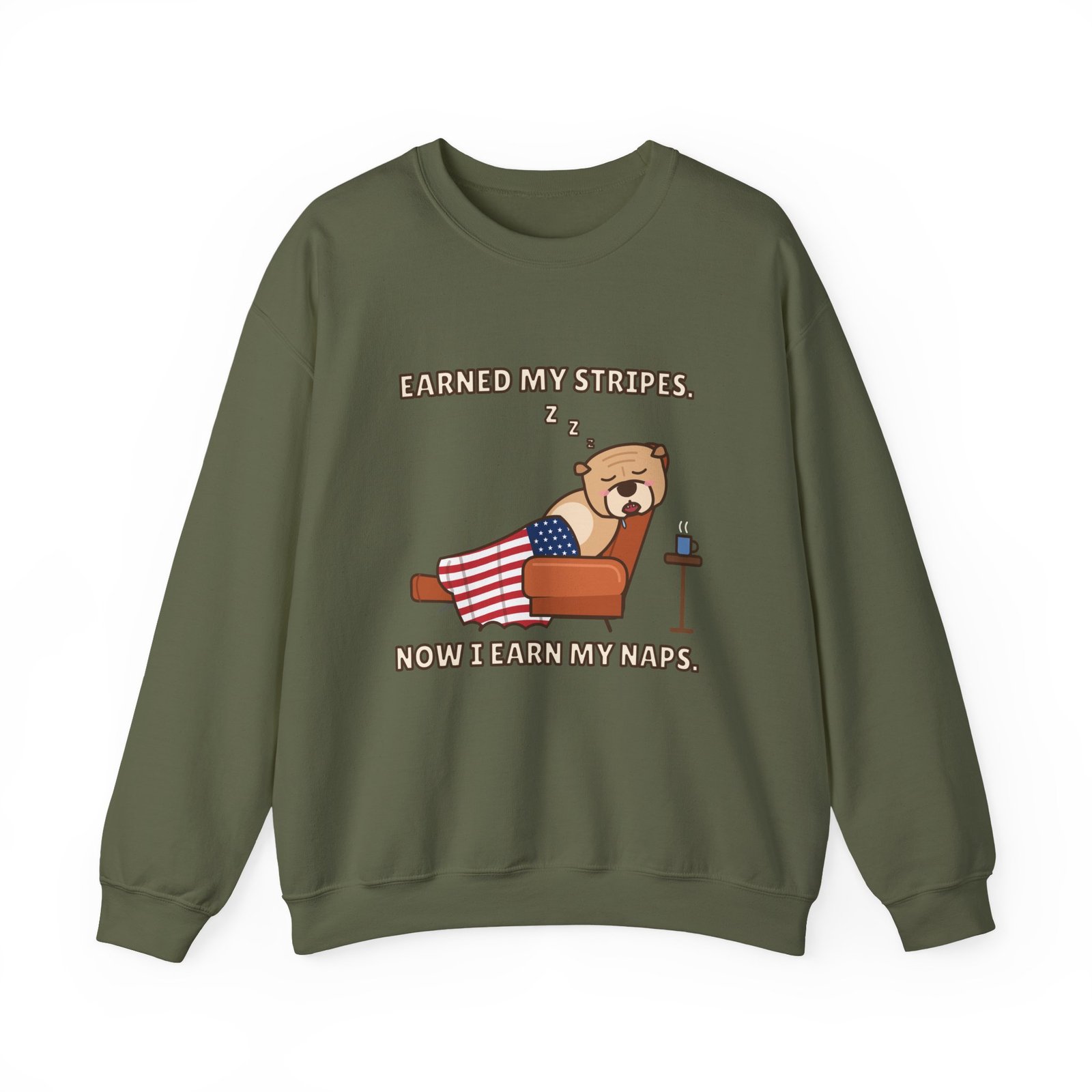 Earned My Stripes. Now I Earn My Naps. Crewneck Sweatshirt | Funny Grandpa Nap Gift - Image 3