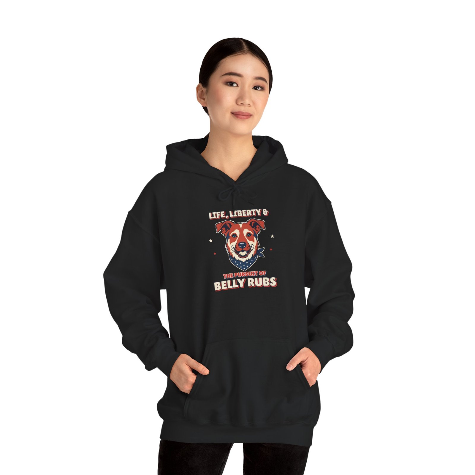 Life, Liberty & the Pursuit of Belly Rubs Unisex Hoodie | Patriotic Dog Lover Gift - Image 4