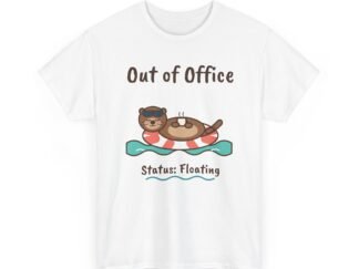 Out of Office: Floating Unisex T-Shirt | Funny Otter Vacation Gift