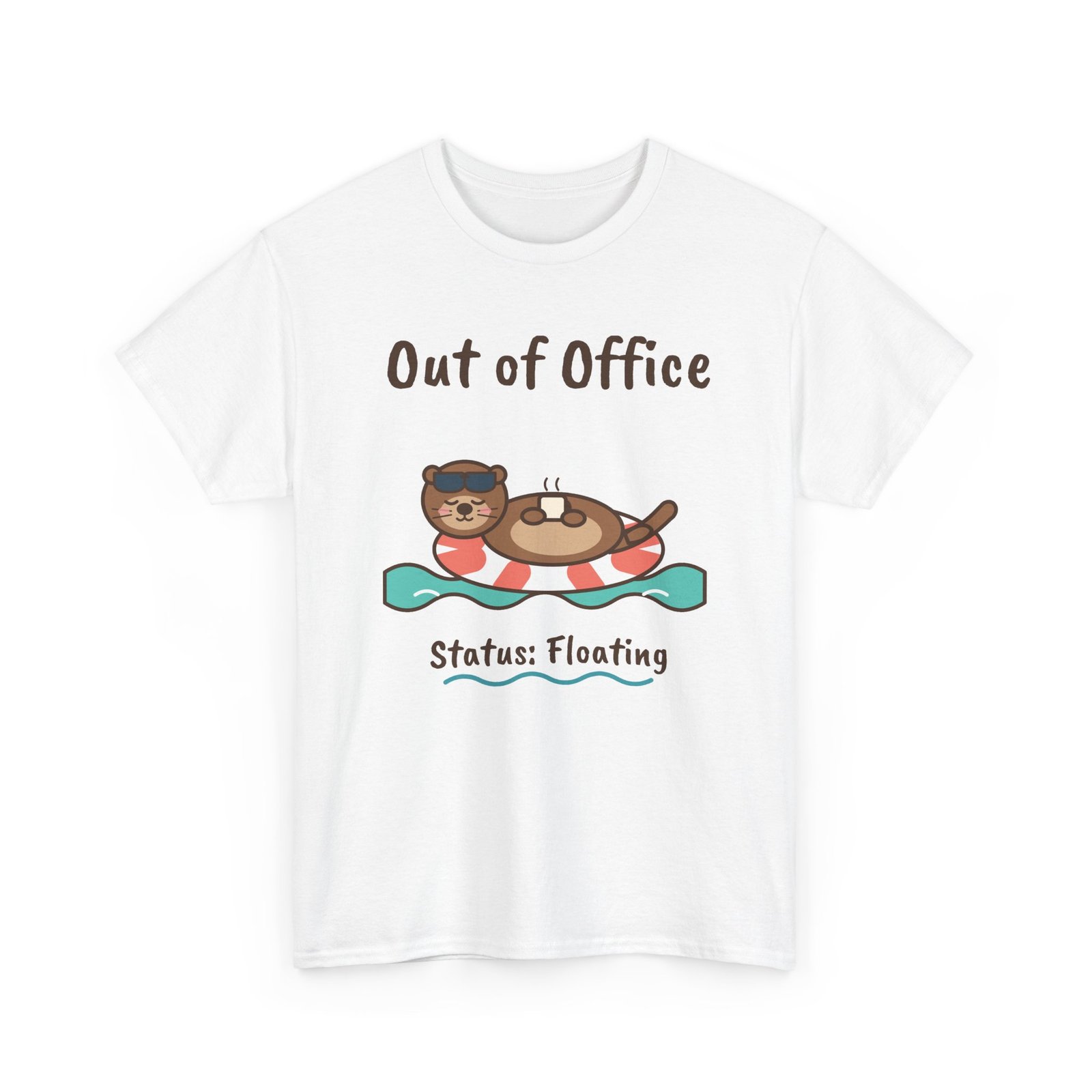 Out of Office: Floating Unisex T-Shirt | Funny Otter Vacation Gift