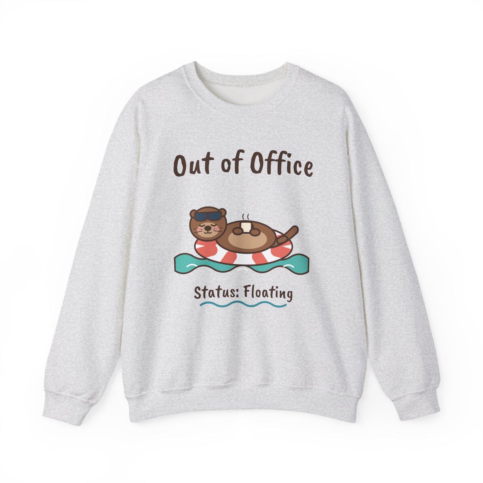 Out of Office: Floating Crewneck Sweatshirt | Funny Otter Vacation Gift - Image 5